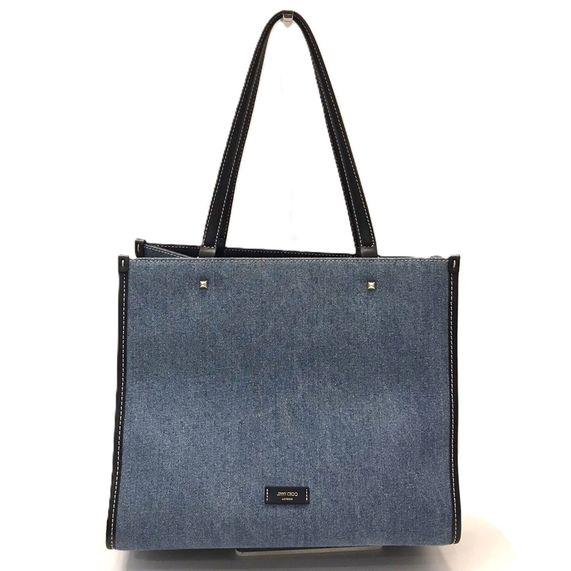 Jimmy Choo Jimmy Choo Varenne denim tote bag with embroidery and studs in indigo blue. Size ONE SIZE - 3 Thumbnail