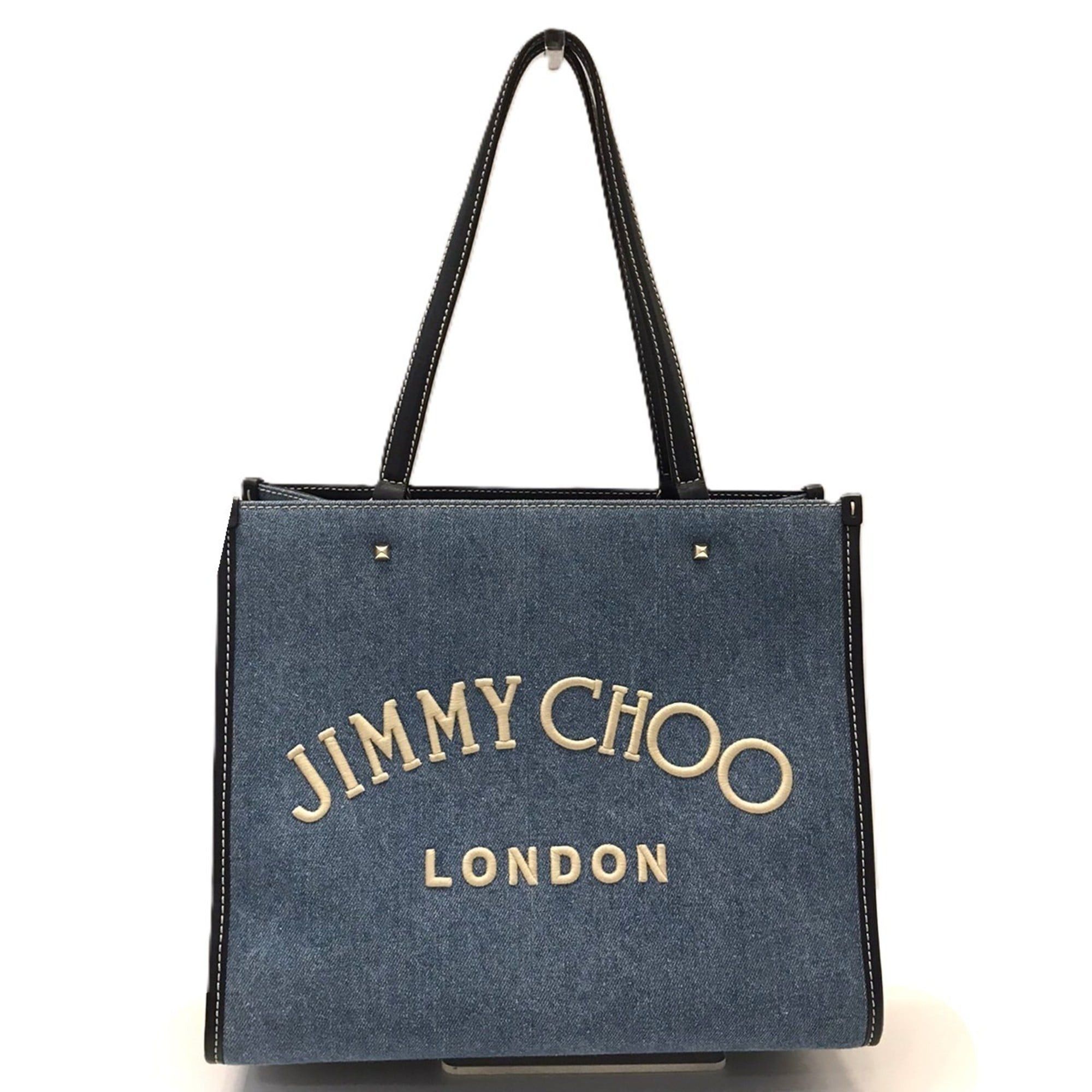 Jimmy Choo Jimmy Choo Varenne denim tote bag with embroidery and studs in indigo blue. Size ONE SIZE - 2 Thumbnail