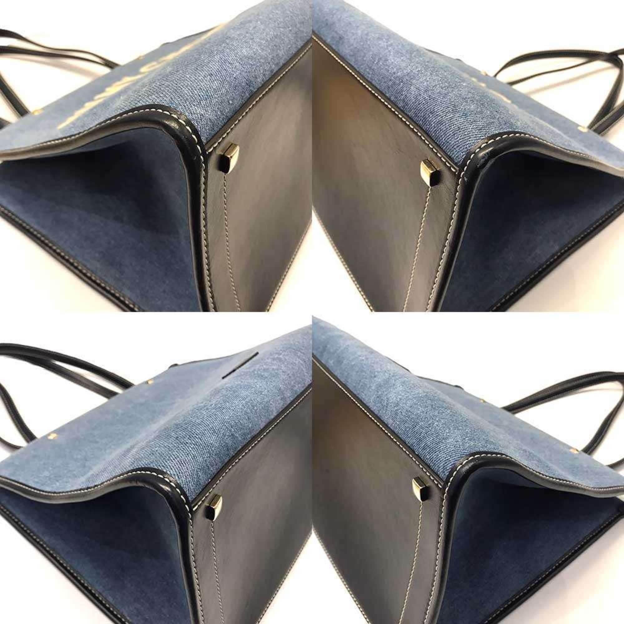 Jimmy Choo Jimmy Choo Varenne denim tote bag with embroidery and studs in indigo blue. Size ONE SIZE - 4 Thumbnail