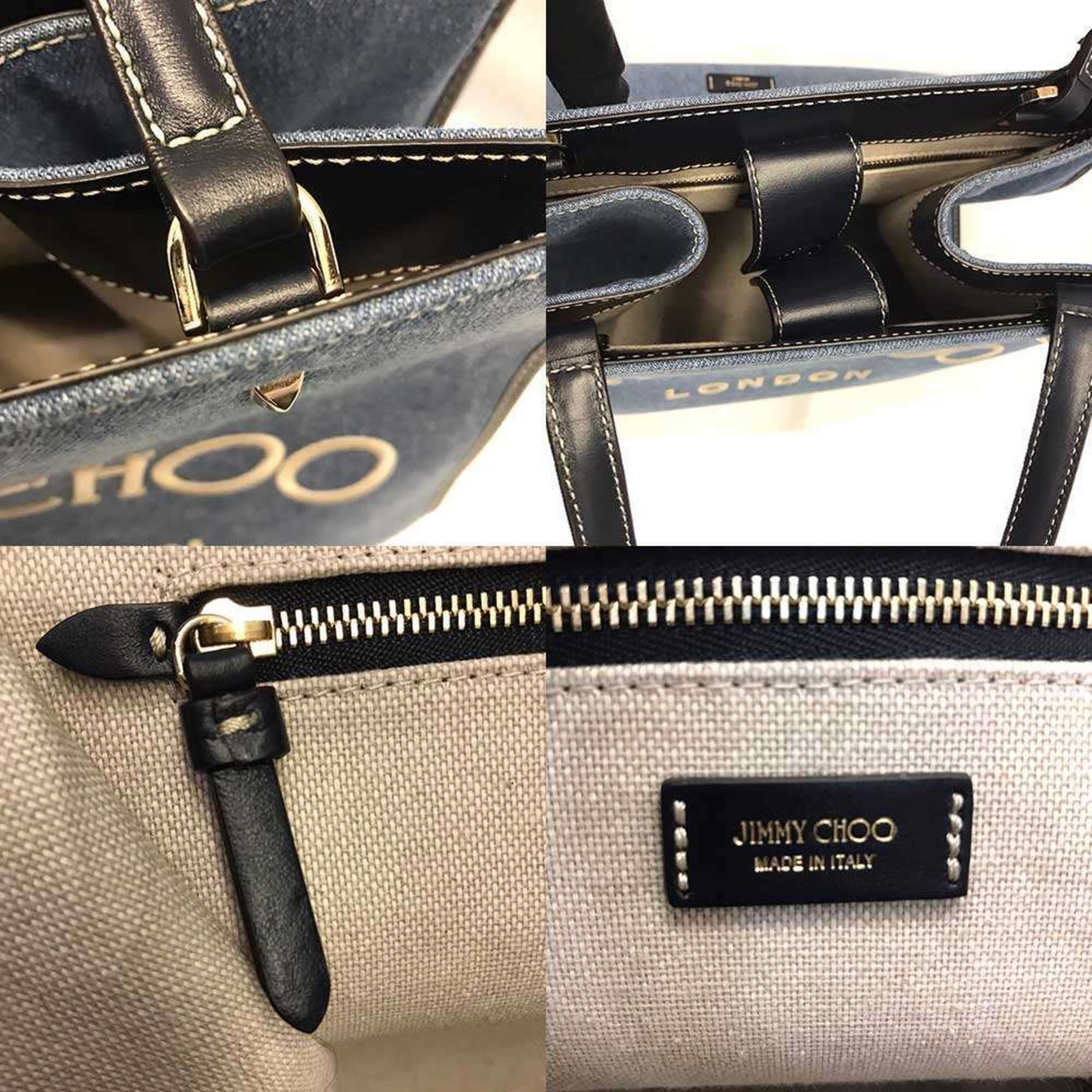 Jimmy Choo Jimmy Choo Varenne denim tote bag with embroidery and studs in indigo blue. Size ONE SIZE - 8 Thumbnail