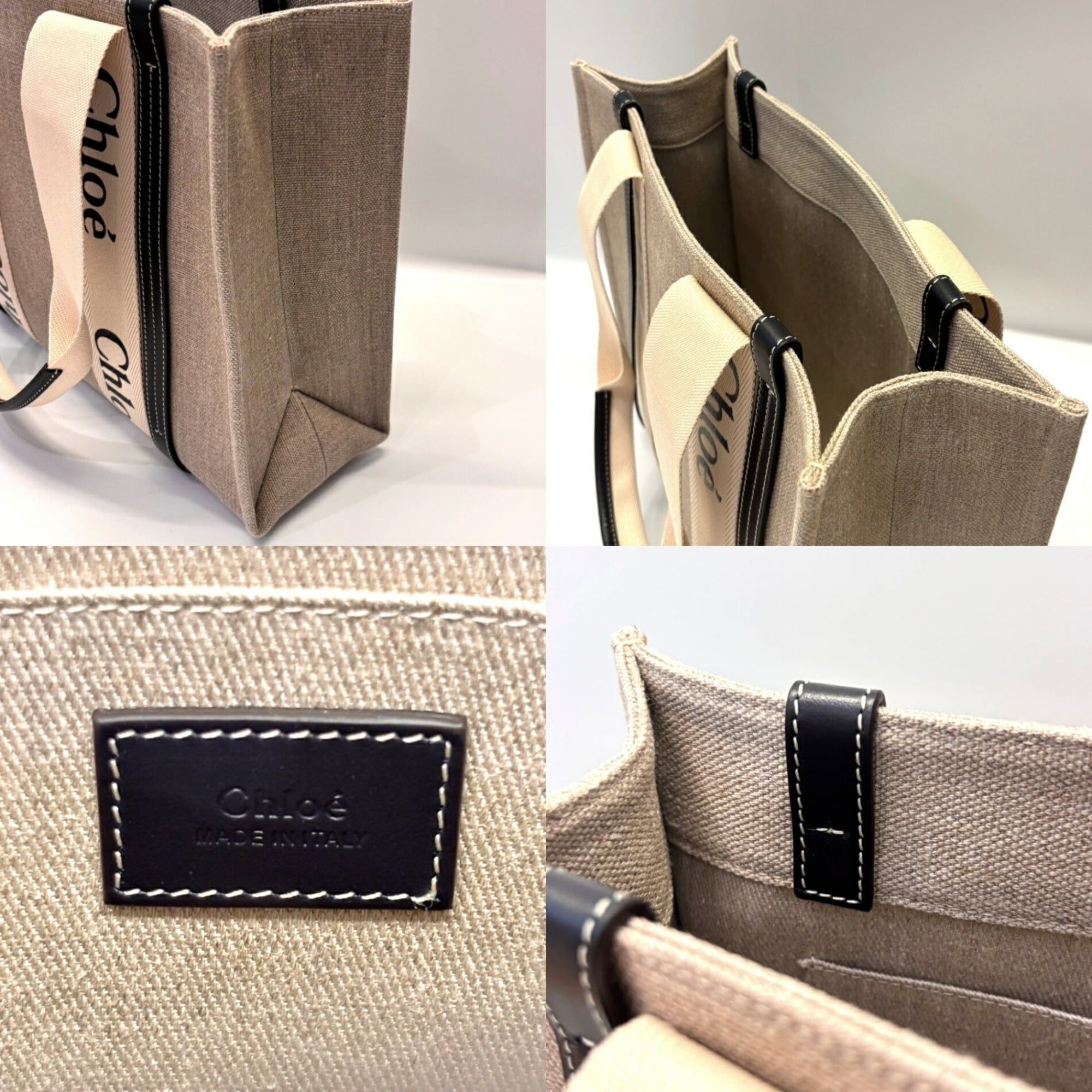 Chloe Chloé Chloe Woody Medium Tote Bag in Beige Canvas (CHC21US383E6691J) Size ONE SIZE - 5 Thumbnail