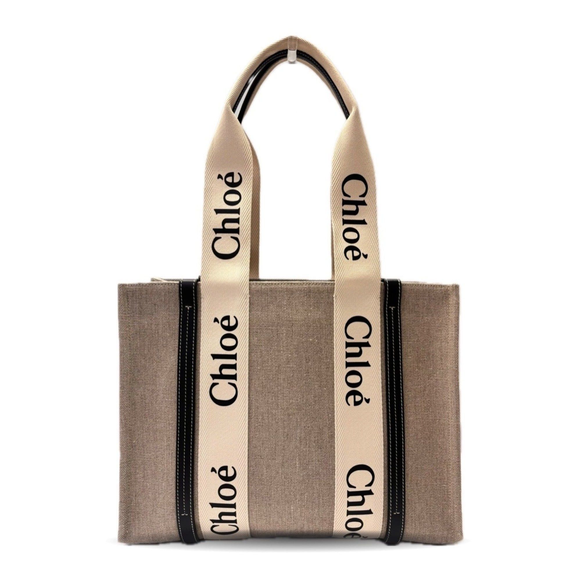 Chloe Chloé Chloe Woody Medium Tote Bag in Beige Canvas (CHC21US383E6691J) Size ONE SIZE - 2 Thumbnail
