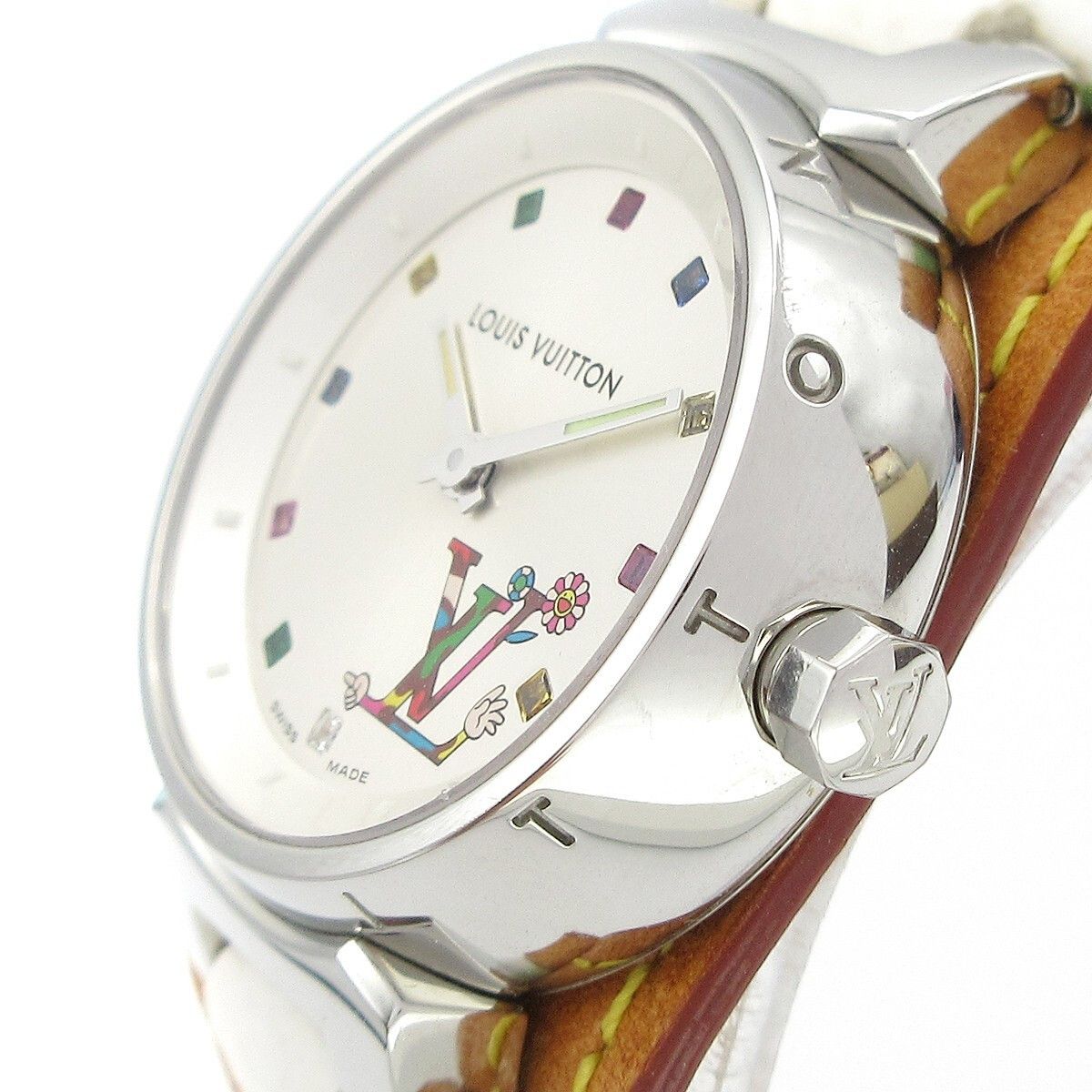 Louis Vuitton Louis Vuitton Tambour Quartz Watch Stainless Steel and Monogram Multicolor Size ONE SIZE - 3 Thumbnail