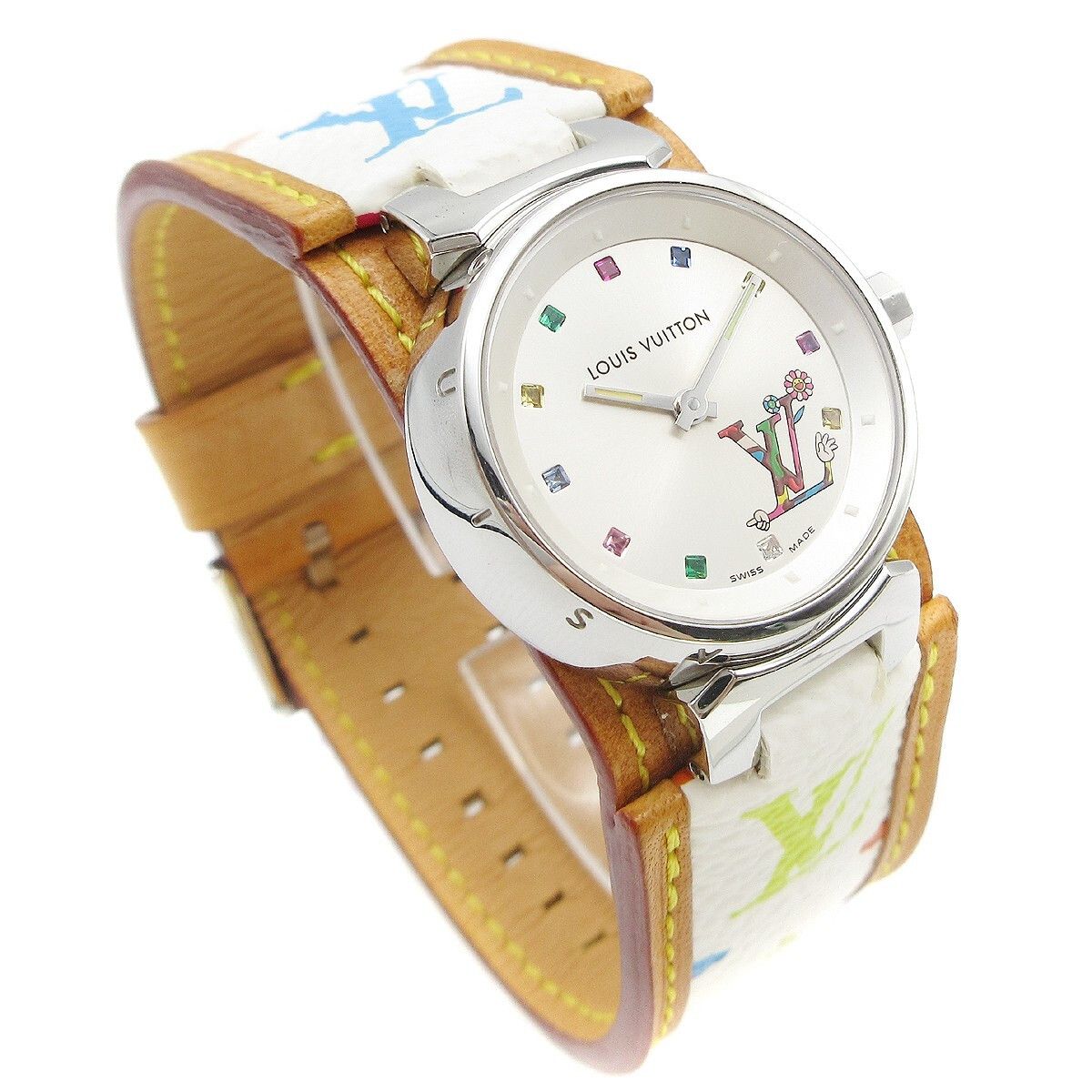 Louis Vuitton Louis Vuitton Tambour Quartz Watch Stainless Steel and Monogram Multicolor Size ONE SIZE - 2 Thumbnail