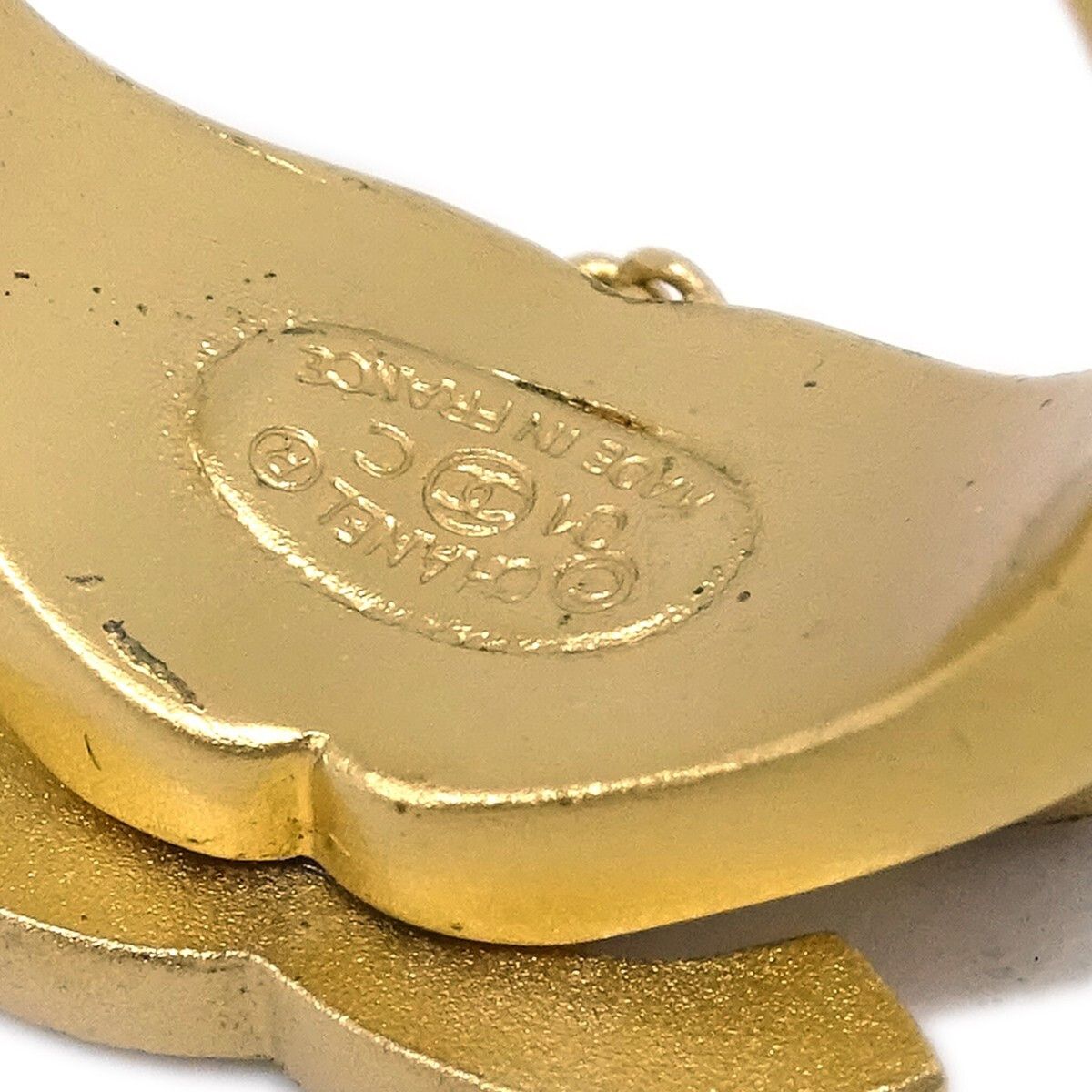Chanel Chanel Logo Bangle with Chain Attached CC Ring Metal with Crystal Size ONE SIZE - 4 Thumbnail