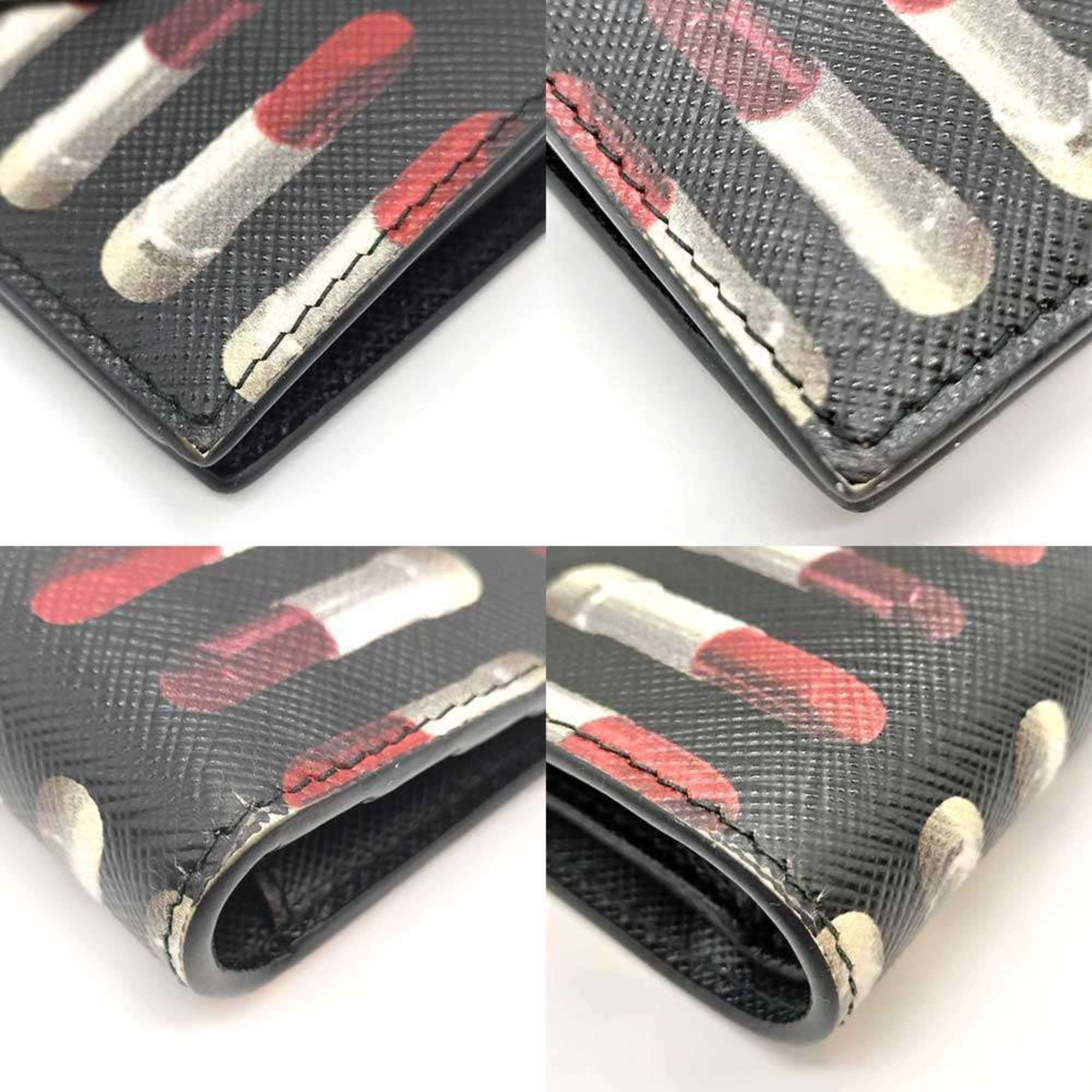 Prada Prada Bifold Triangle Wallet with Lipstick Print in Multicolored Saffiano 1MV204 Size ONE SIZE - 3 Thumbnail