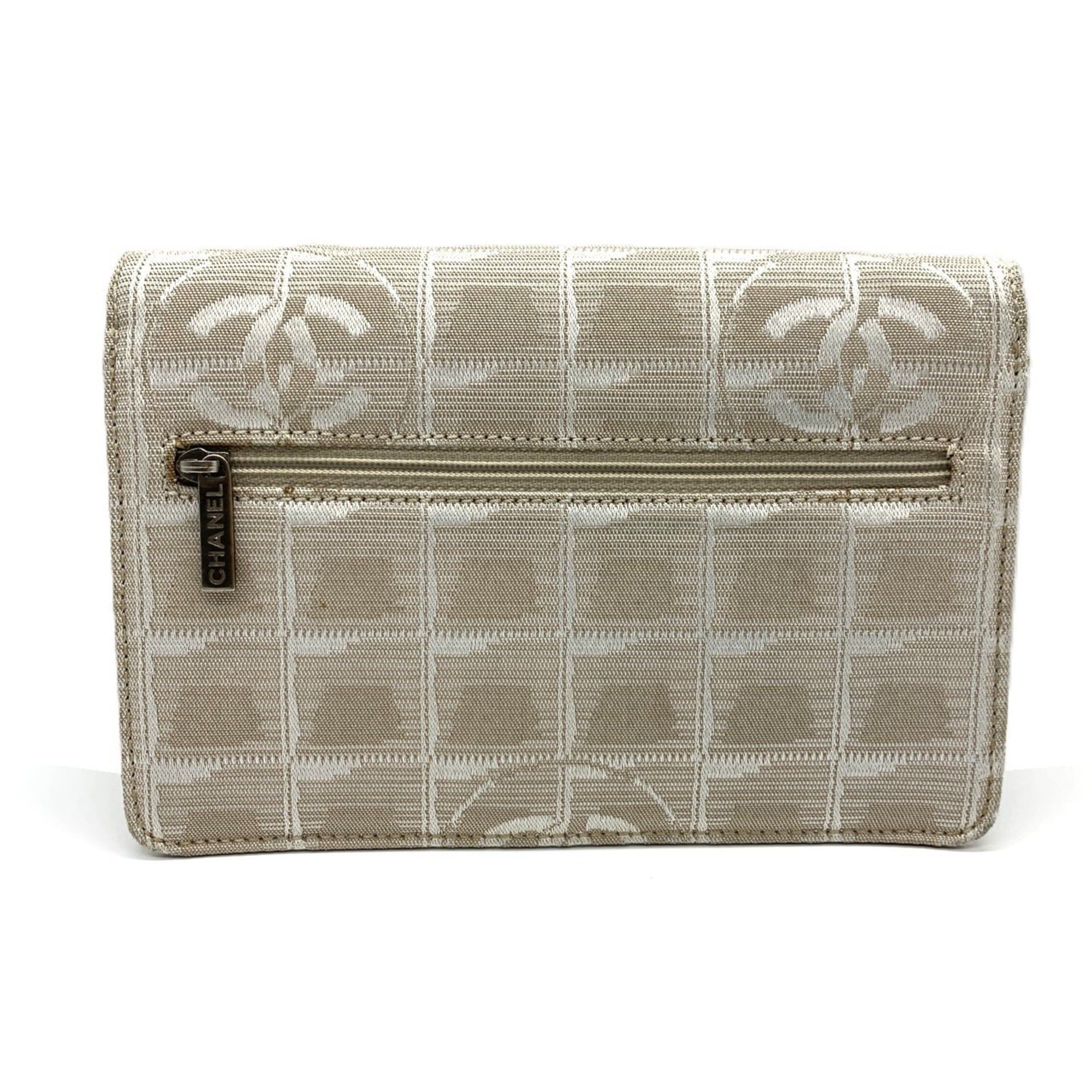 Chanel CHANEL New Travel Line Chain Wallet Shoulder Bag Nylon Leather Beige A15772 Size ONE SIZE - 2 Thumbnail