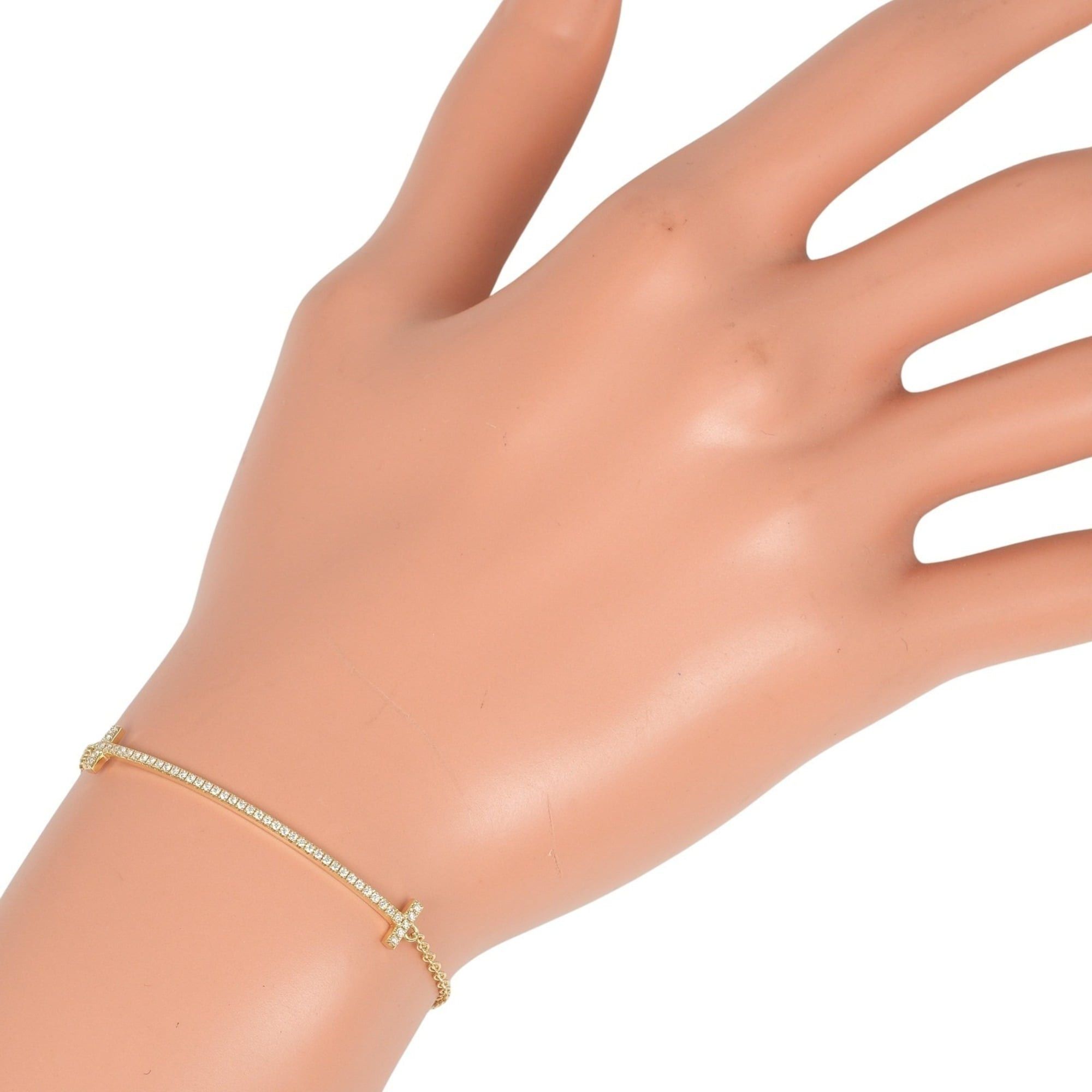 Tiffany & Co. Tiffany & Co. T Smile Small Bracelet, fits wrists up to 16cm, 18K Yellow Gold with Diamonds, approximately 2.45g Size ONE SIZE - 2 Thumbnail