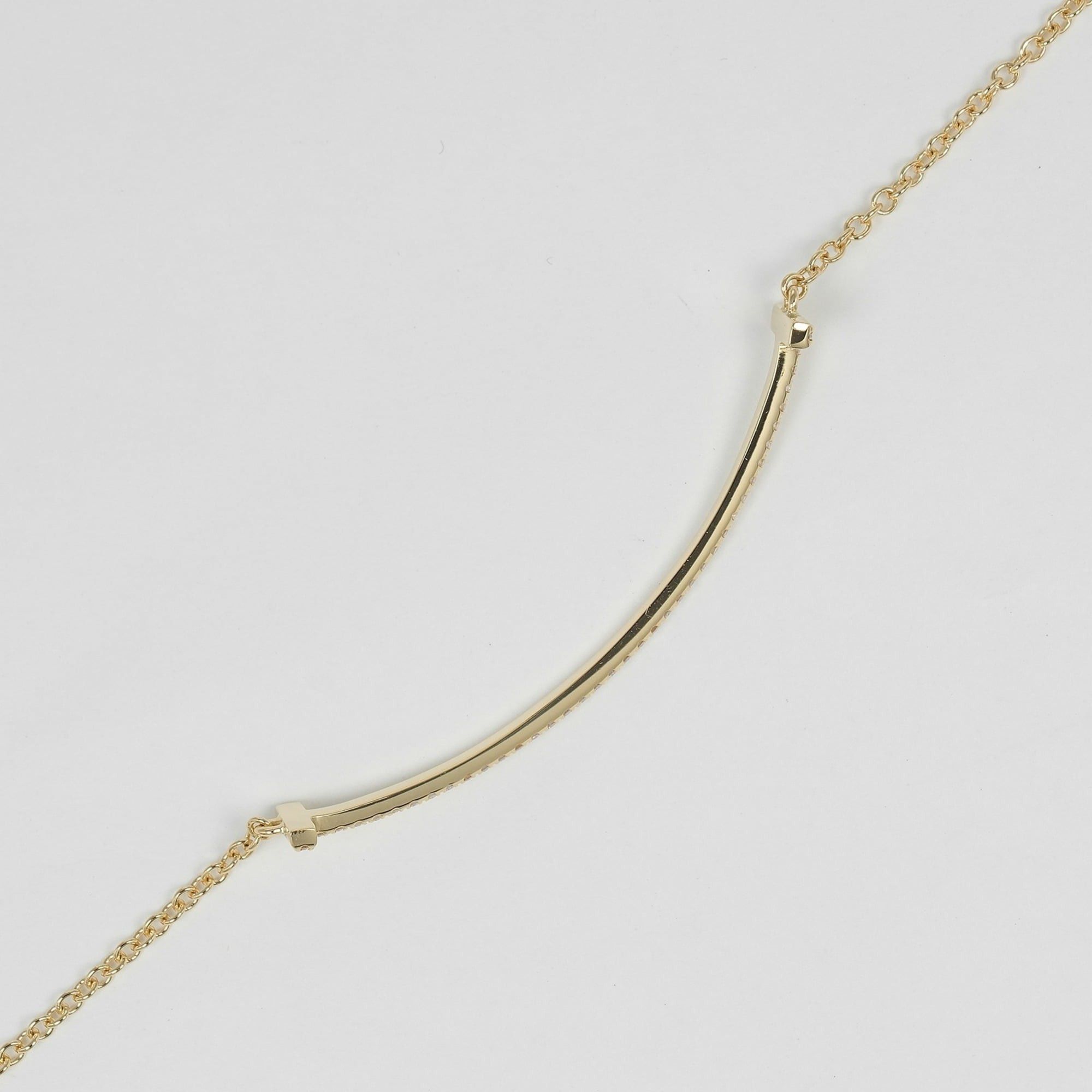 Tiffany & Co. Tiffany & Co. T Smile Small Bracelet, fits wrists up to 16cm, 18K Yellow Gold with Diamonds, approximately 2.45g Size ONE SIZE - 7 Thumbnail
