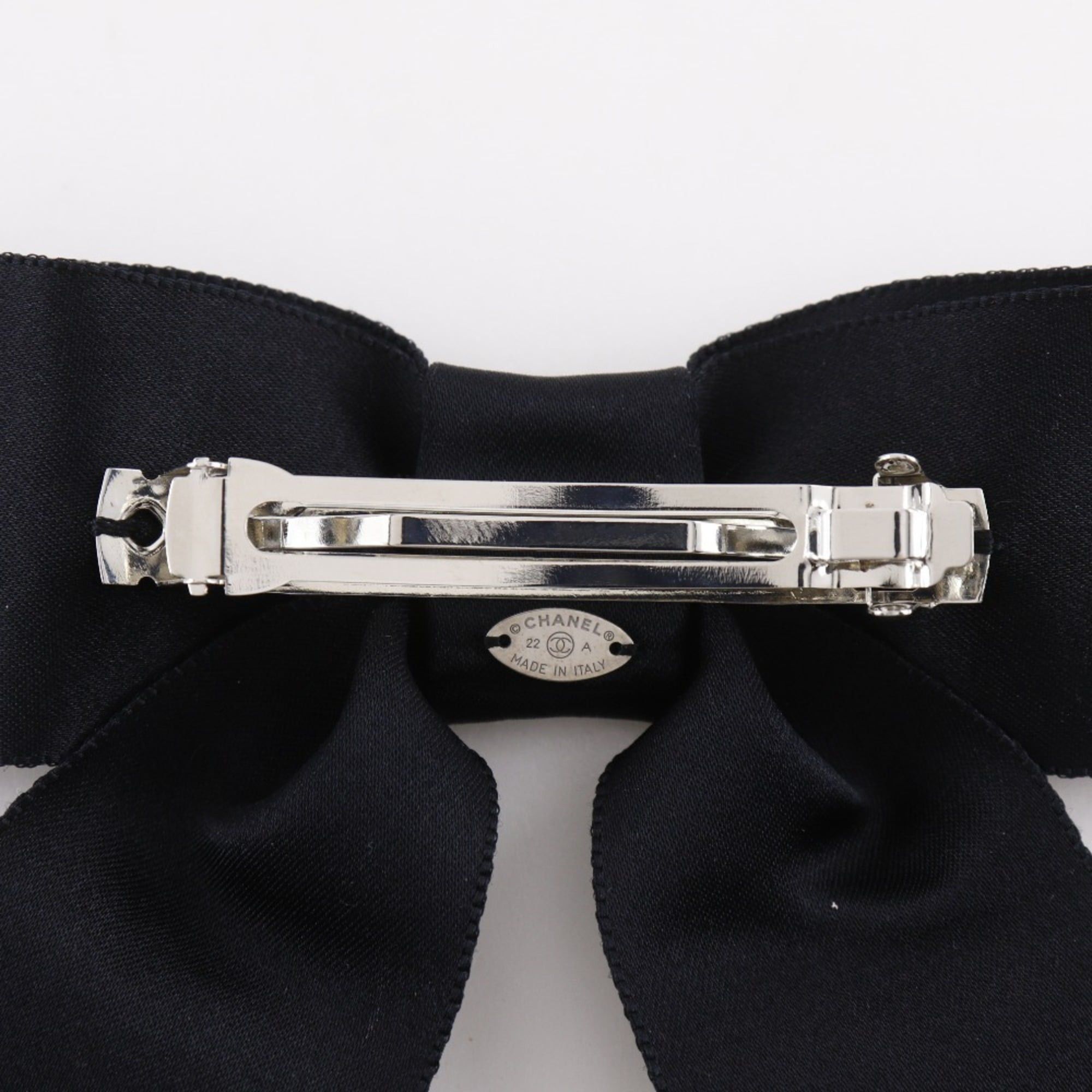 Chanel CHANEL Ribbon Barrette with Coco Mark, Satin, Black, 2022, 22A, Women's Size ONE SIZE - 4 Thumbnail