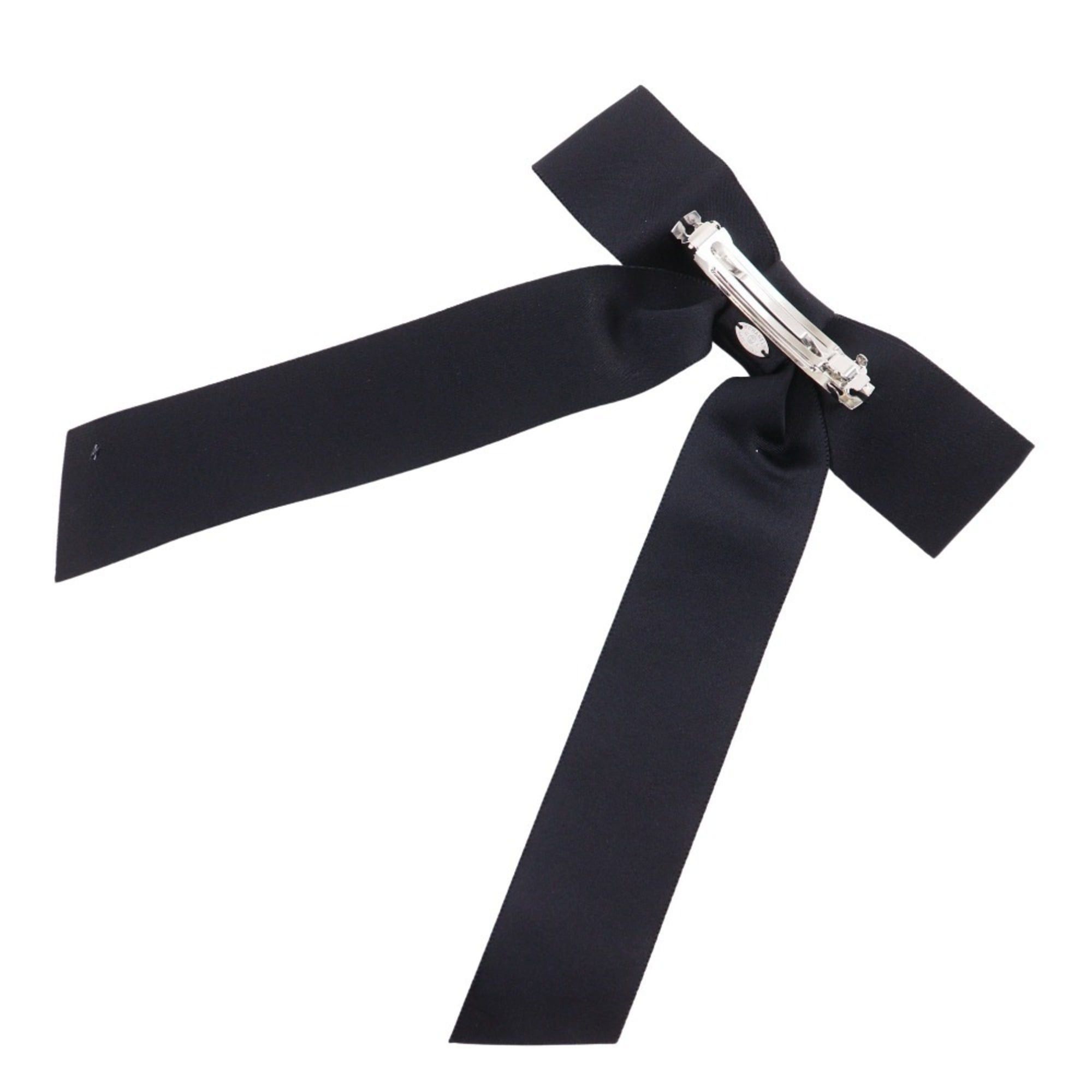 Chanel CHANEL Ribbon Barrette with Coco Mark, Satin, Black, 2022, 22A, Women's Size ONE SIZE - 2 Thumbnail