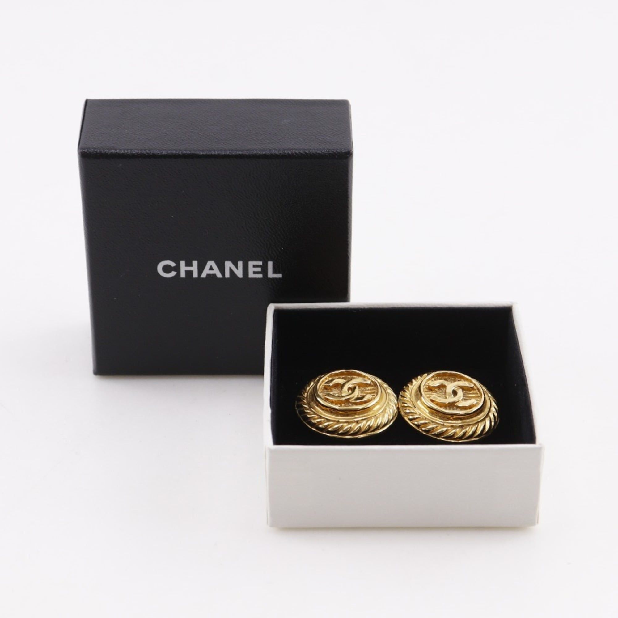 Chanel Vintage CHANEL Coco Mark Earrings, Gold Plated, 1993, 93P, Approx. 23.8g, Women's Size ONE SIZE - 9 Thumbnail