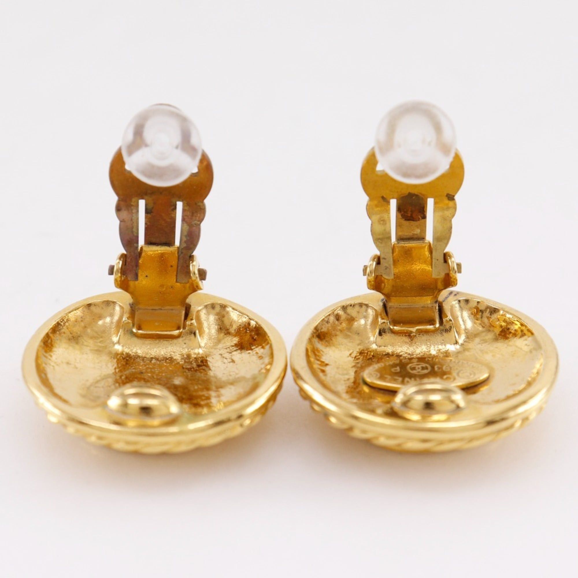 Chanel Vintage CHANEL Coco Mark Earrings, Gold Plated, 1993, 93P, Approx. 23.8g, Women's Size ONE SIZE - 4 Thumbnail