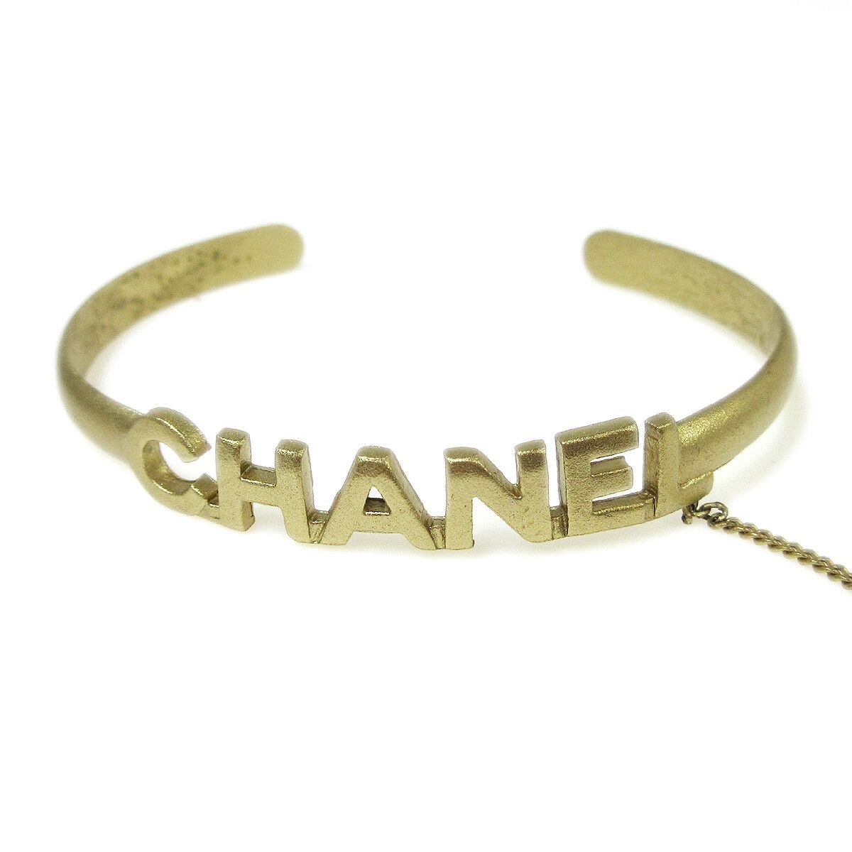 Chanel Chanel Logo Bangle with Chain Attached CC Ring Metal with Crystal Size ONE SIZE - 2 Thumbnail