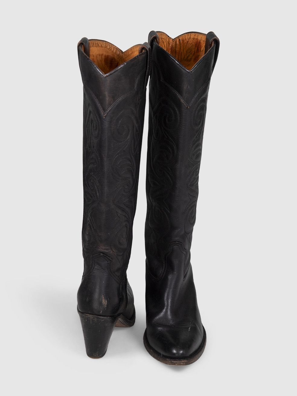 Frye Black Leather Cowboy Knee High Boots Size US 8 / IT 38 - 3 Thumbnail