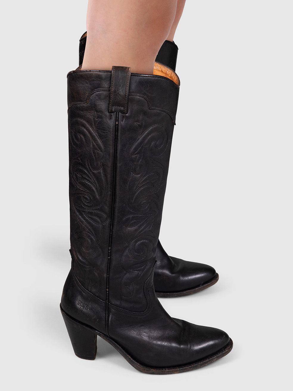 Frye Black Leather Cowboy Knee High Boots Size US 8 / IT 38 - 2 Thumbnail
