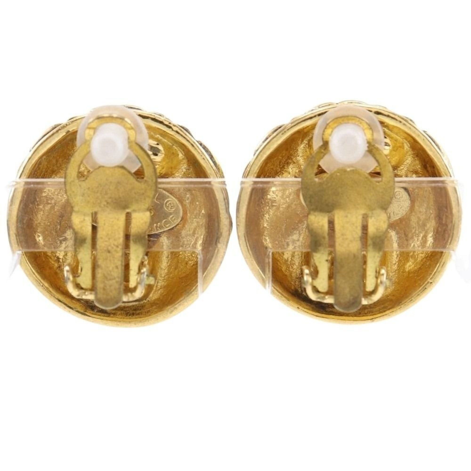 Chanel Vintage CHANEL Coco Mark Matelasse Earrings, Gold Plated, 1990, Size 25, Approx. 23.6g, Women's Size ONE SIZE - 3 Thumbnail