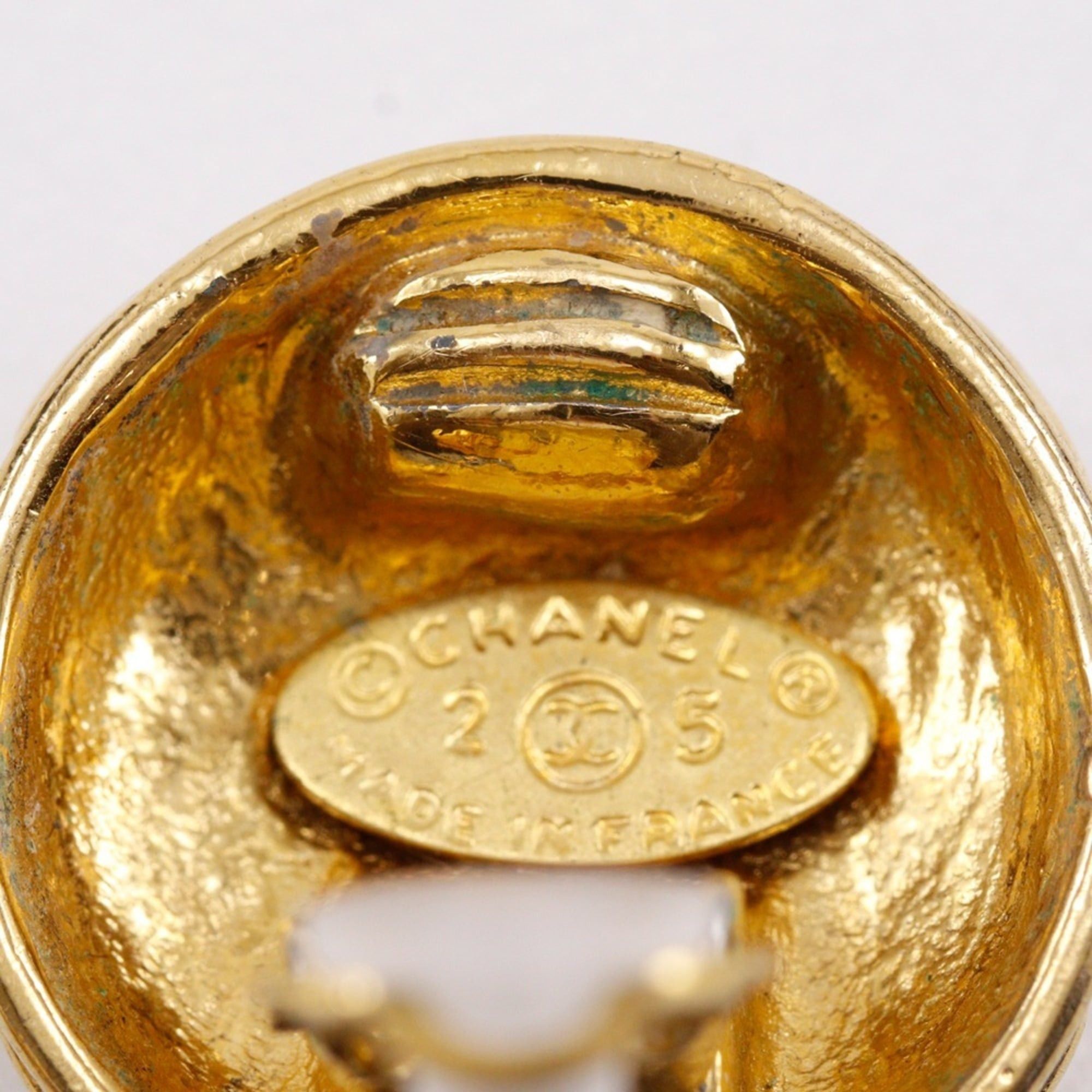Chanel Vintage CHANEL Coco Mark Matelasse Earrings, Gold Plated, 1990, Size 25, Approx. 23.6g, Women's Size ONE SIZE - 10 Thumbnail