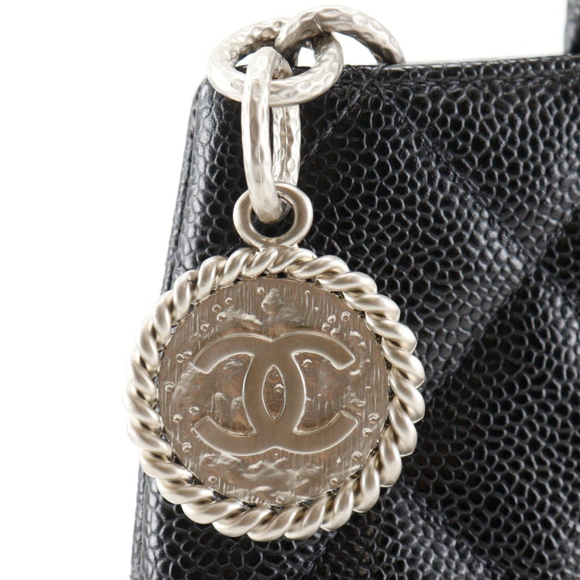 Chanel CHANEL Reissue Tote Bag, Coco Mark, Matelasse, A01804, Caviar Leather, Black, A5 Medallion Tote, Women's Size ONE SIZE - 10 Thumbnail