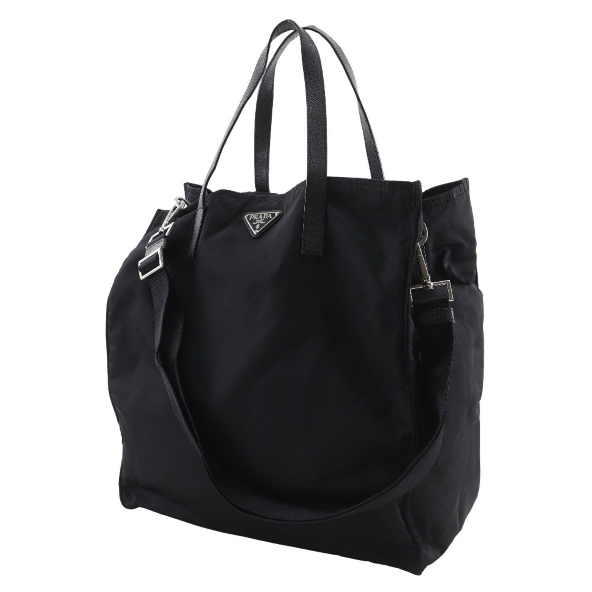 Prada Prada 2-Way Shoulder Tote Bag, Black Nylon, A4 Size, Open, Women's Size ONE SIZE - 2 Thumbnail