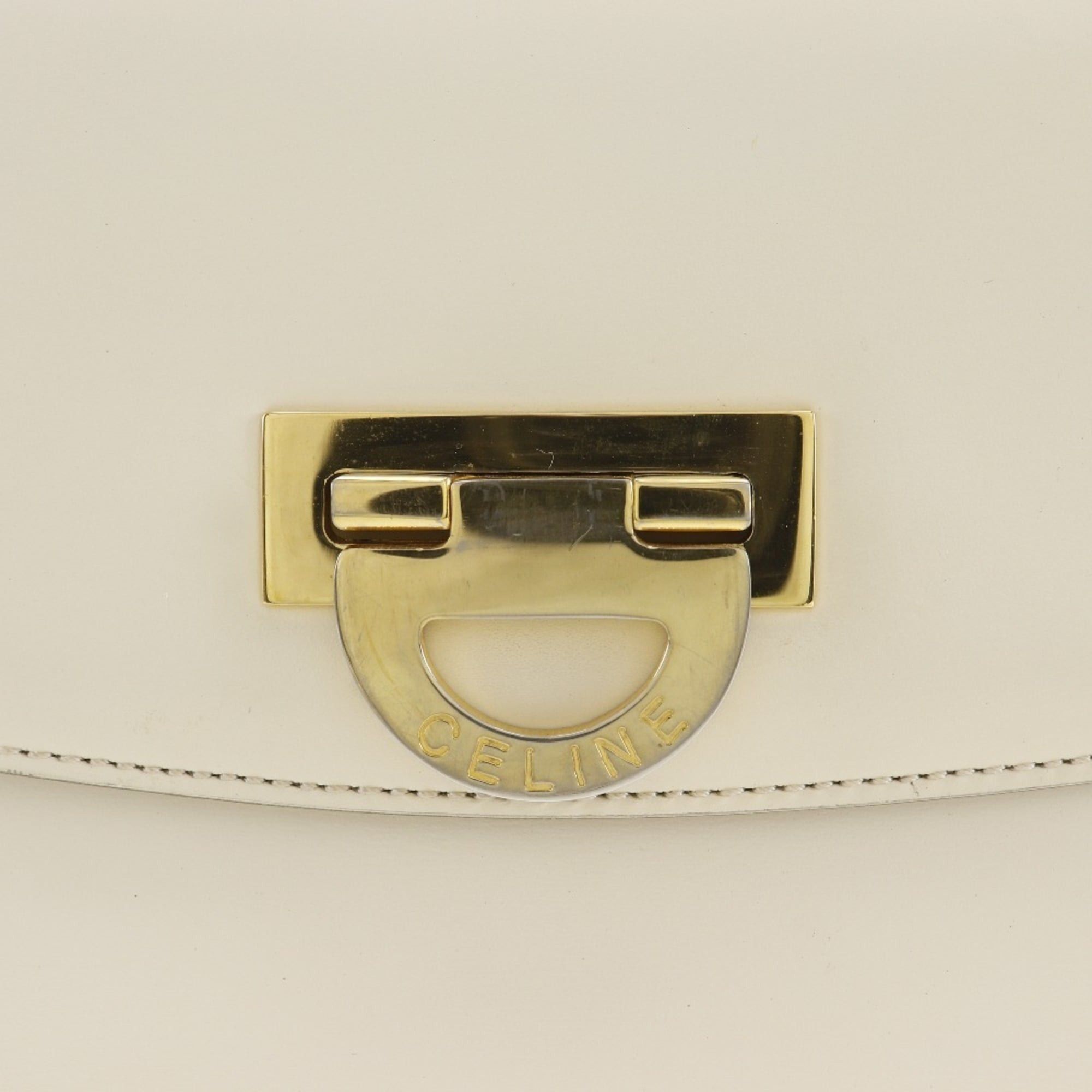 Celine Celine 2-Way Shoulder Handbag, Vintage Calfskin, White, 2-Way, Flap, Women's Size ONE SIZE - 16 Thumbnail