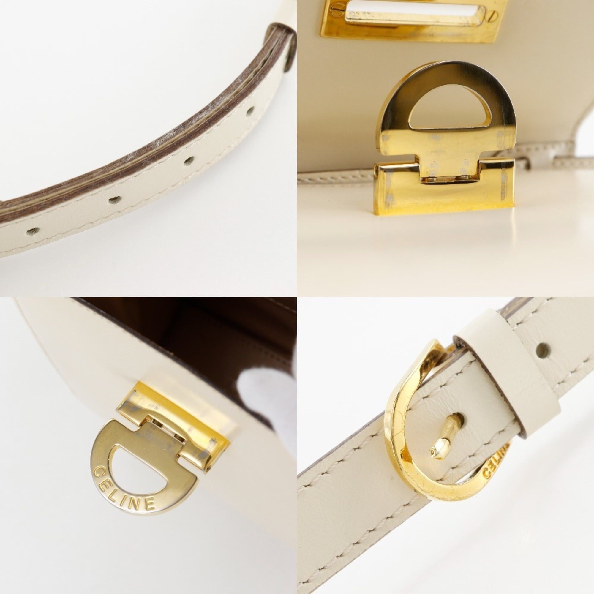 Celine Celine 2-Way Shoulder Handbag, Vintage Calfskin, White, 2-Way, Flap, Women's Size ONE SIZE - 14 Thumbnail