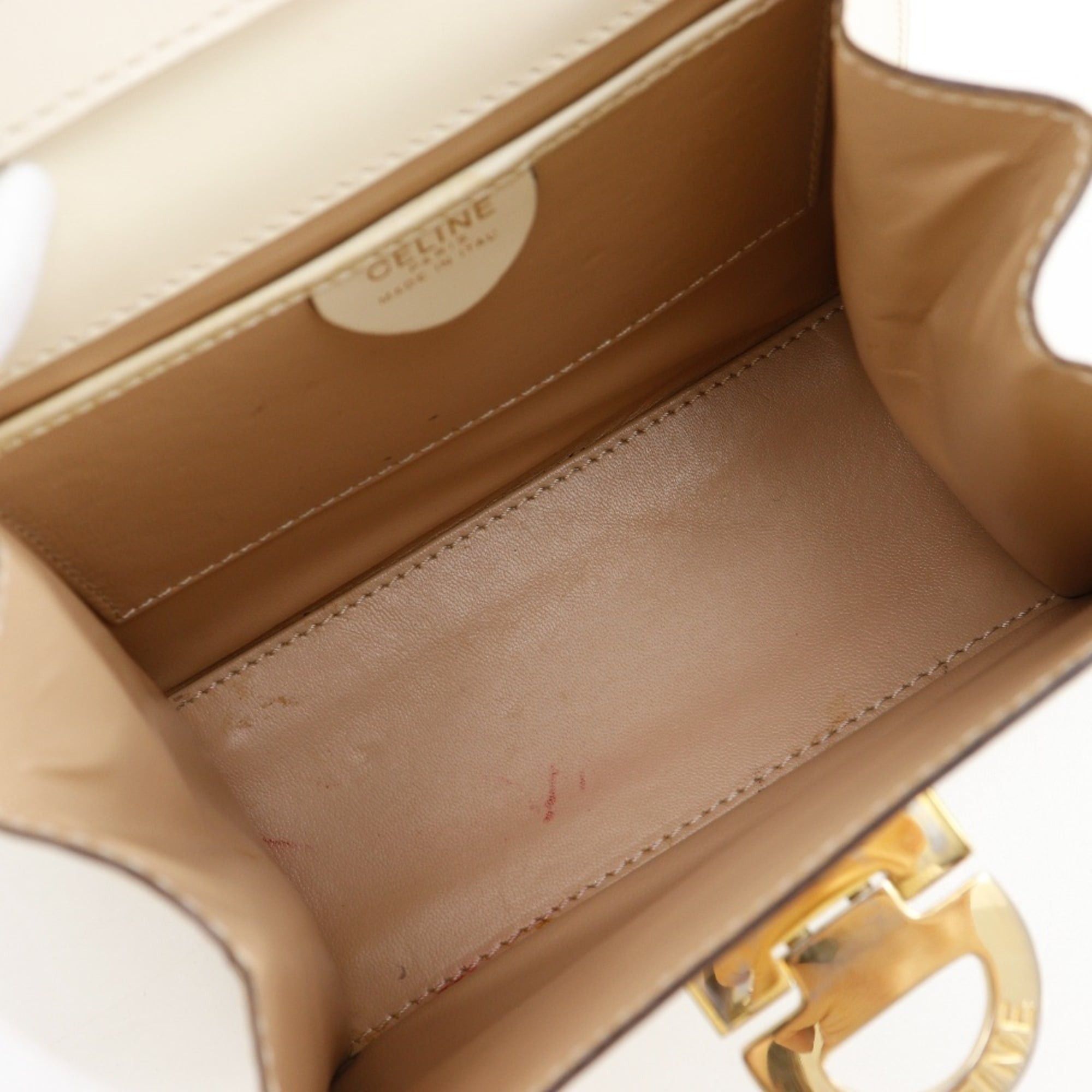 Celine Celine 2-Way Shoulder Handbag, Vintage Calfskin, White, 2-Way, Flap, Women's Size ONE SIZE - 6 Thumbnail