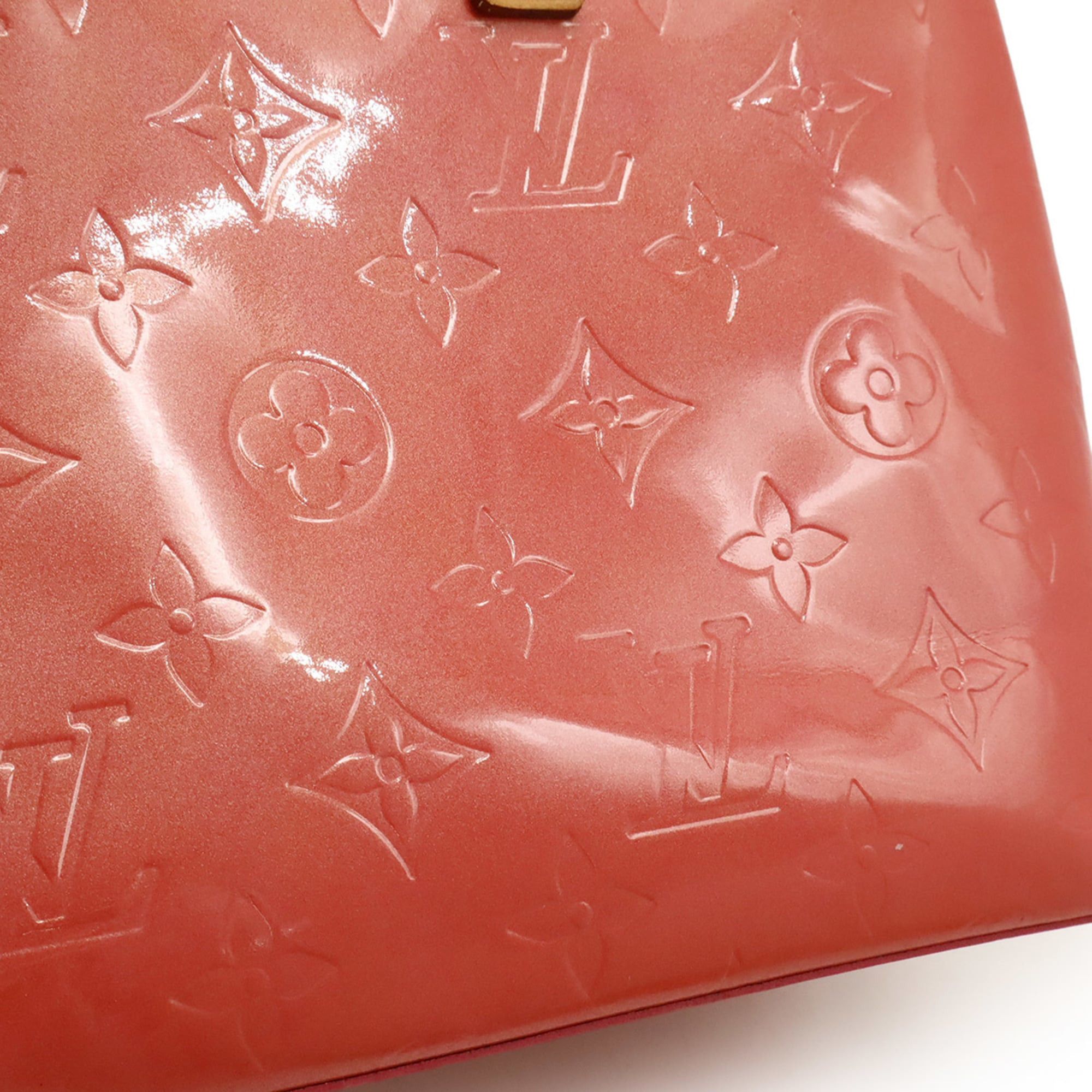 LOUIS VUITTON Monogram Vernis Reed PM Handbag Tote Bag in Patent Calfskin, Raspberry Pink, M9132F