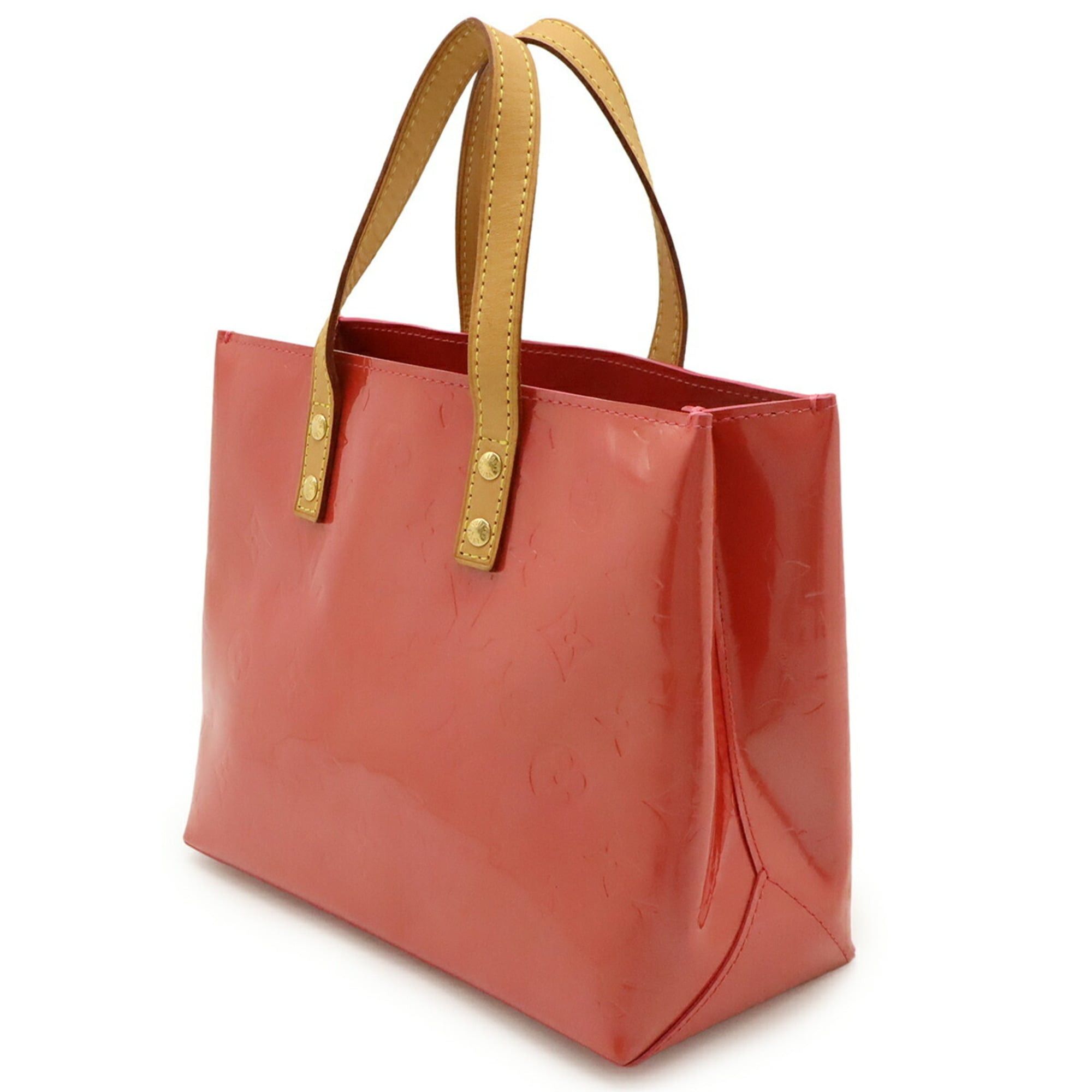 LOUIS VUITTON Monogram Vernis Reed PM Handbag Tote Bag in Patent Calfskin, Raspberry Pink, M9132F