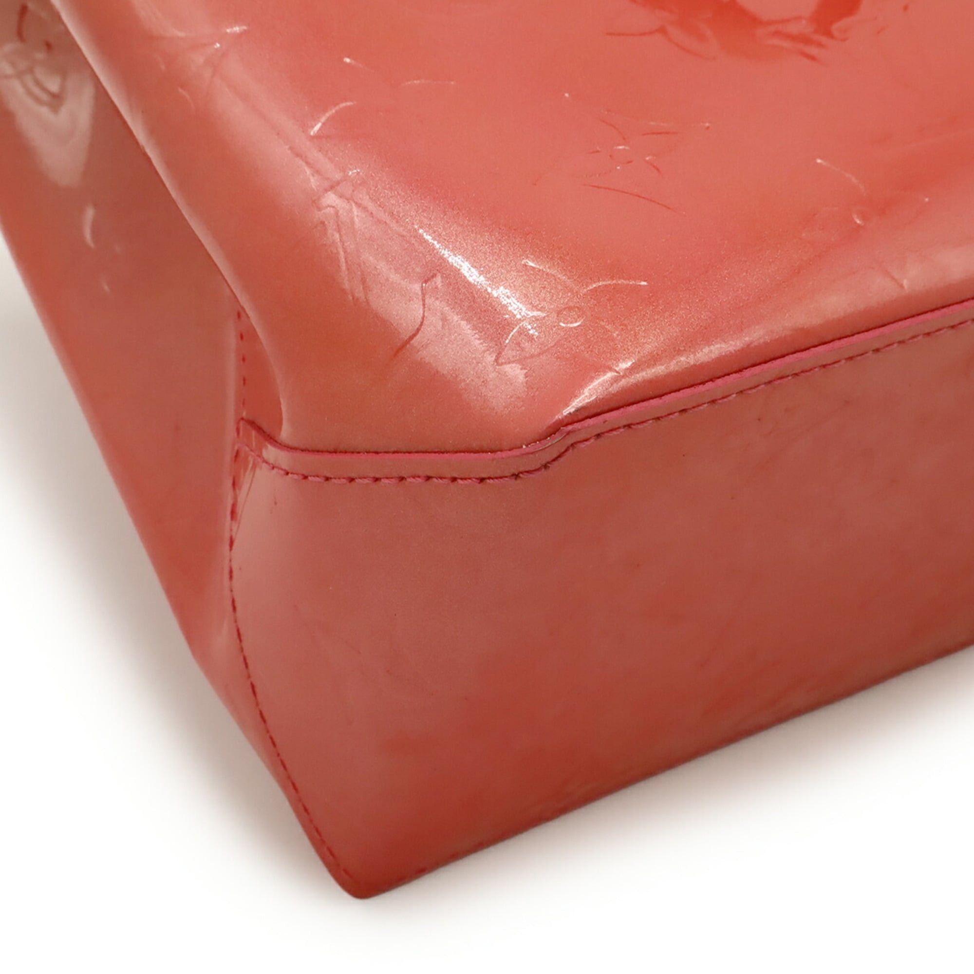 LOUIS VUITTON Monogram Vernis Reed PM Handbag Tote Bag in Patent Calfskin, Raspberry Pink, M9132F