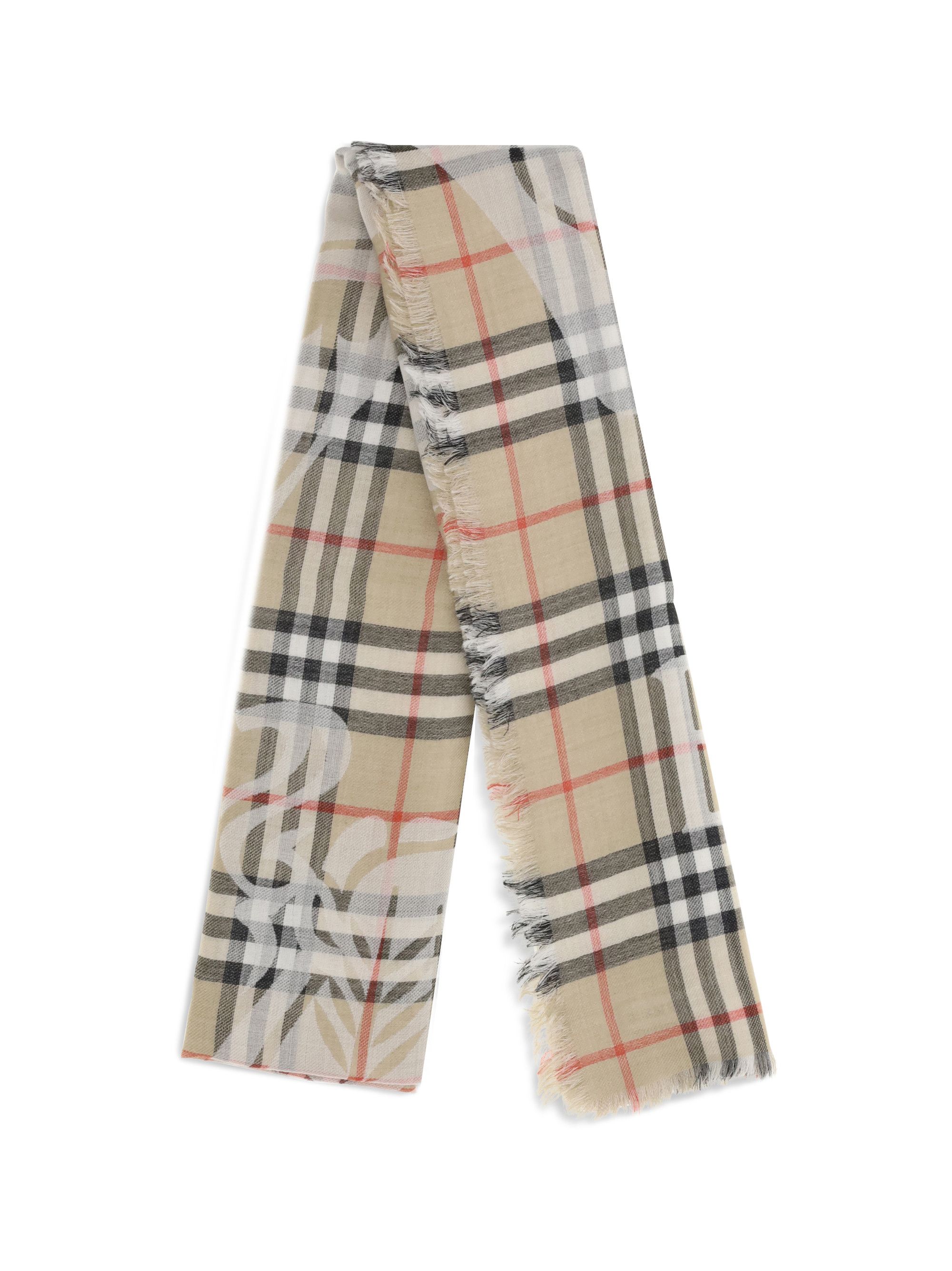 Burberry Wide wool and silk Check Scarf with EKD Size ONE SIZE - 2 Thumbnail