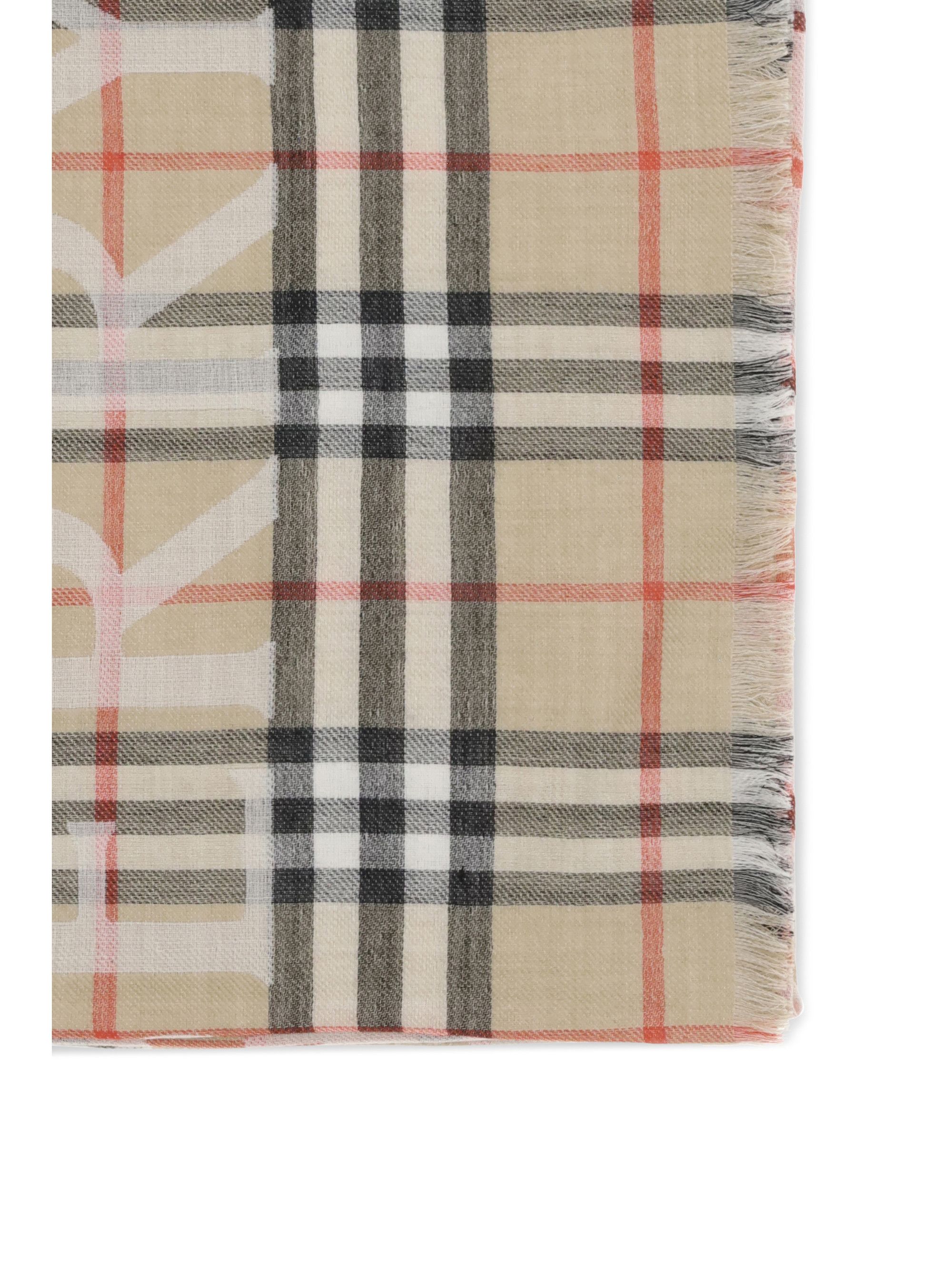 Burberry Wide wool and silk Check Scarf with EKD Size ONE SIZE - 3 Thumbnail