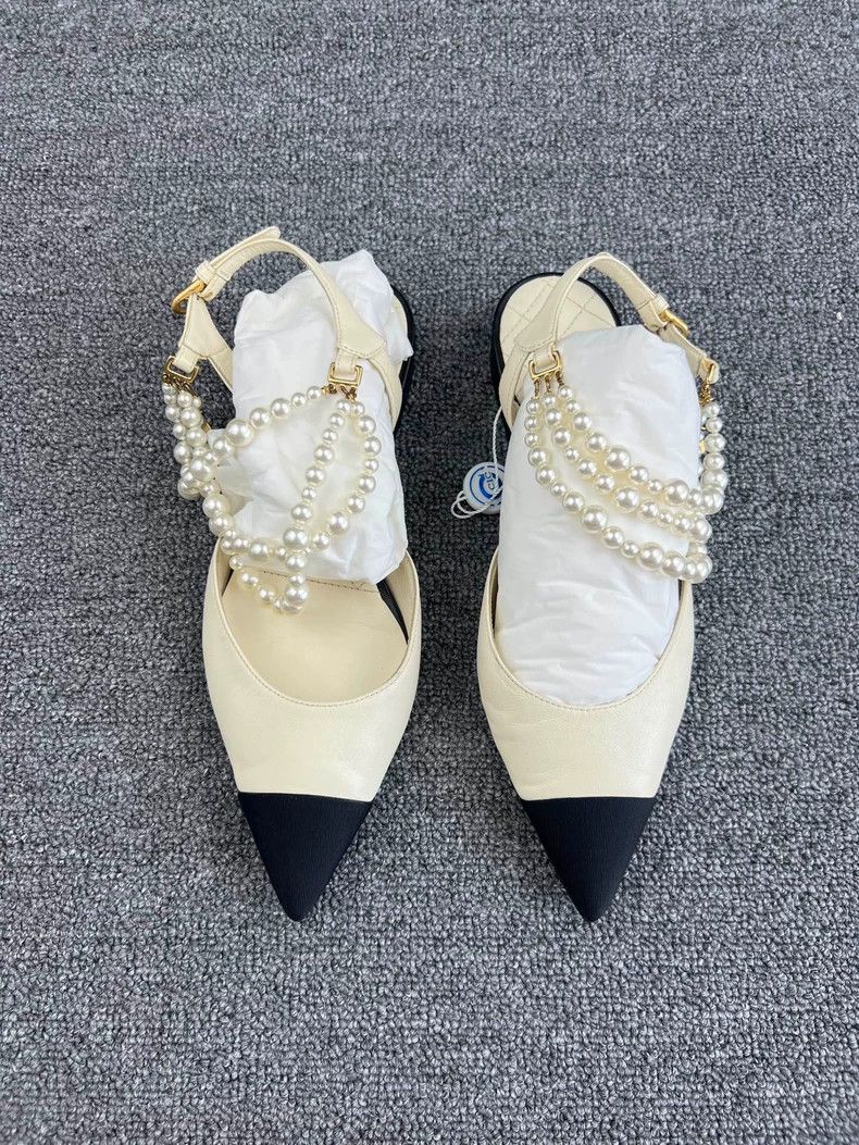Chanel Chanel Pearl Pointed Toe Flat Sandals-yf Size US 6 / IT 36 - 3 Thumbnail