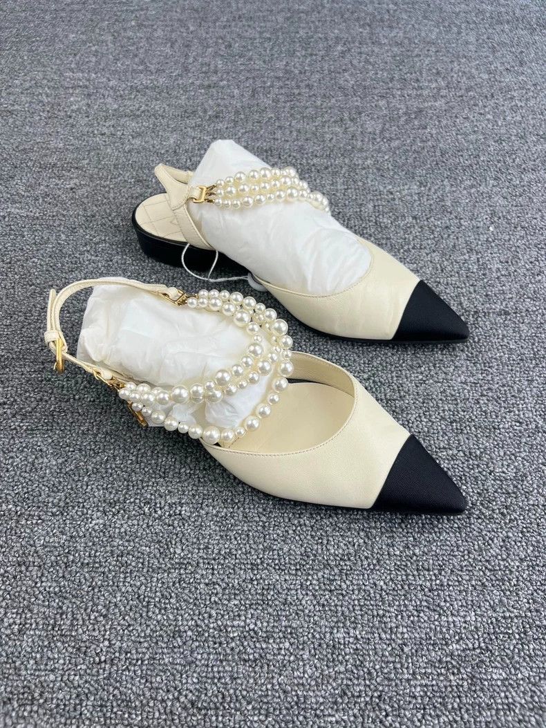 Chanel Chanel Pearl Pointed Toe Flat Sandals-yf Size US 6 / IT 36 - 2 Thumbnail