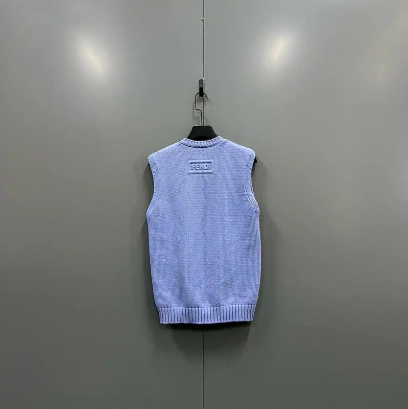 Fendi Fendi Summer Blue Wool Sleeveless Knit Top 0089 Size S / US 4 / IT 40 - 3 Thumbnail