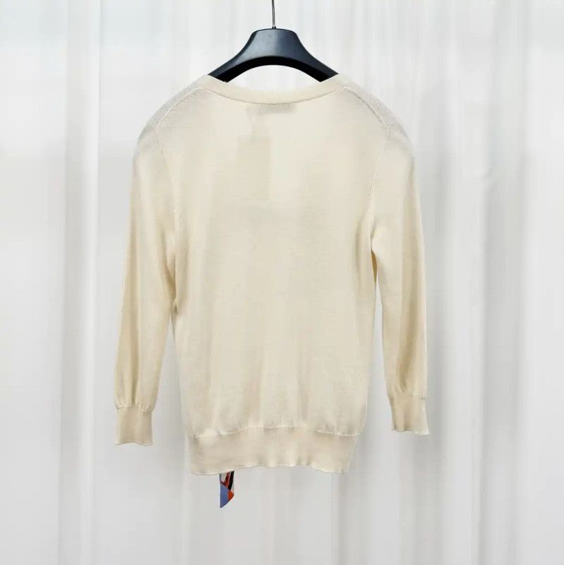 Dior Dior Cream Wool Long Sleeve Cardigan 0089 Size M / US 6-8 / IT 42-44 - 2 Thumbnail