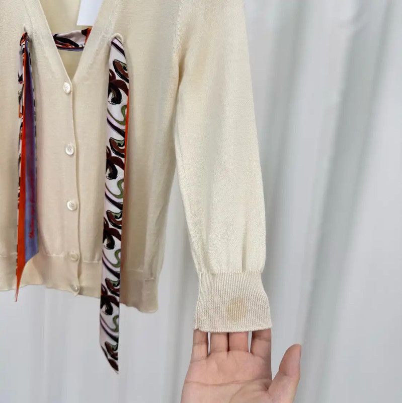 Dior Dior Cream Wool Long Sleeve Cardigan 0089 Size M / US 6-8 / IT 42-44 - 4 Thumbnail