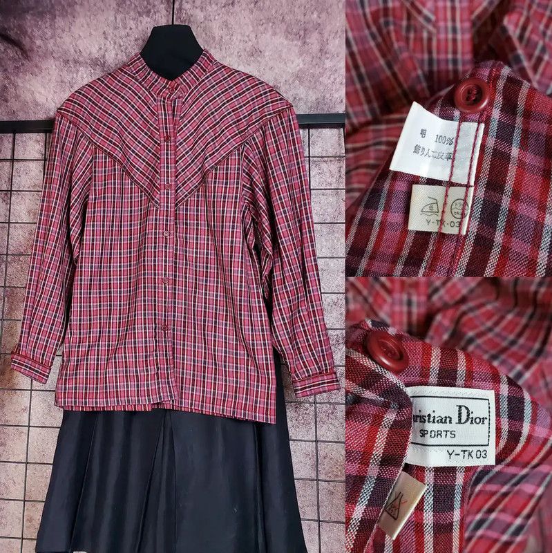 Dior Dior Red Wool Plaid Long Sleeve Cardigan 0089 Size M / US 6-8 / IT 42-44 - 2 Thumbnail