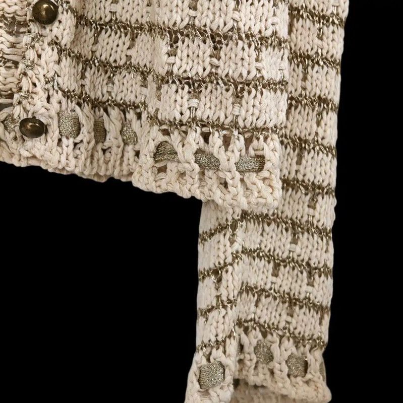Dior Dior Gold Knit Long Sleeve Cardigan for Women 0089 Size M / US 6-8 / IT 42-44 - 4 Thumbnail