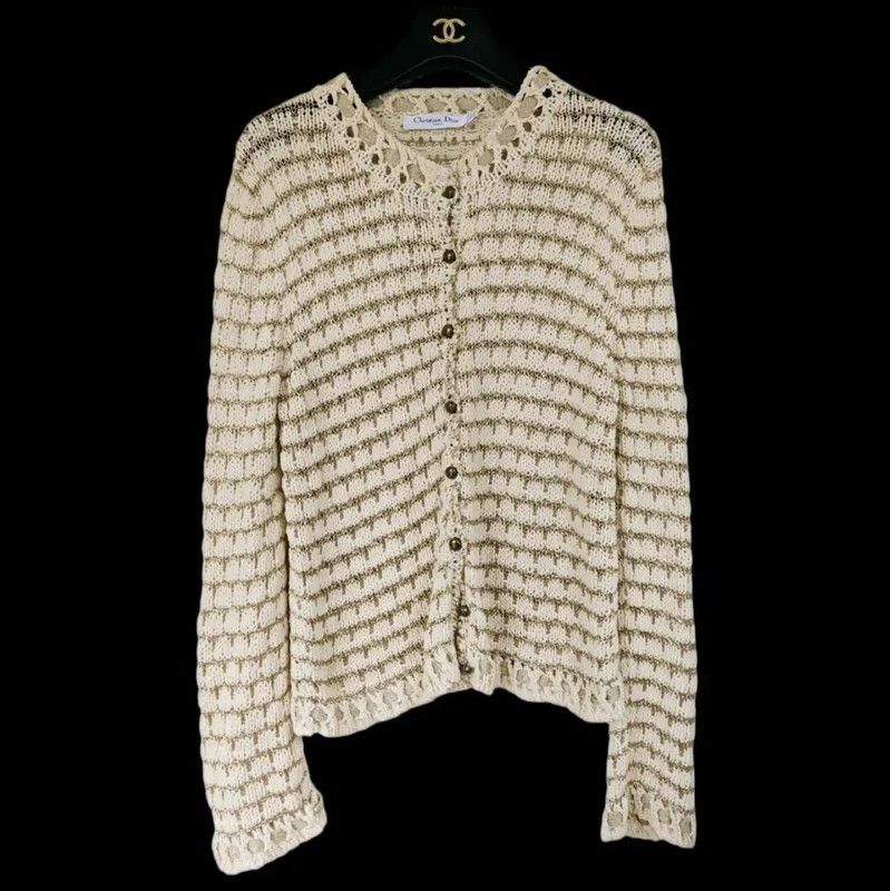 Dior Dior Gold Knit Long Sleeve Cardigan for Women 0089 Size M / US 6-8 / IT 42-44 - 2 Thumbnail