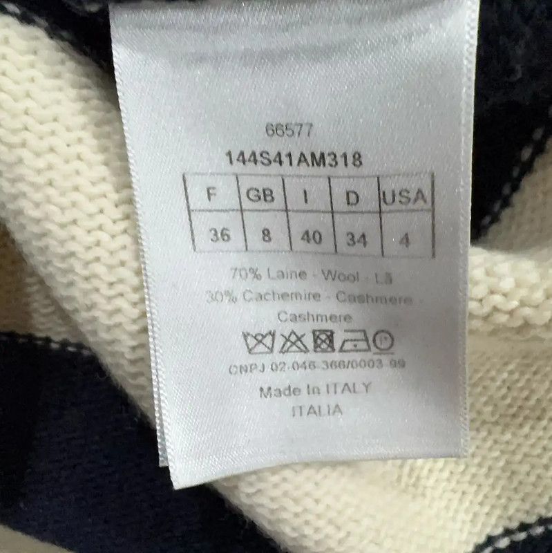 Dior Dior Knit Pullover in Cream and Navy Stripes 0089 Size S / US 4 / IT 40 - 4 Thumbnail