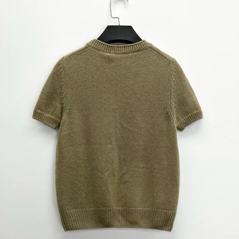Dior Dior Khaki Short Sleeve Wool T-Shirt 0089 Size S / US 4 / IT 40 - 2 Thumbnail