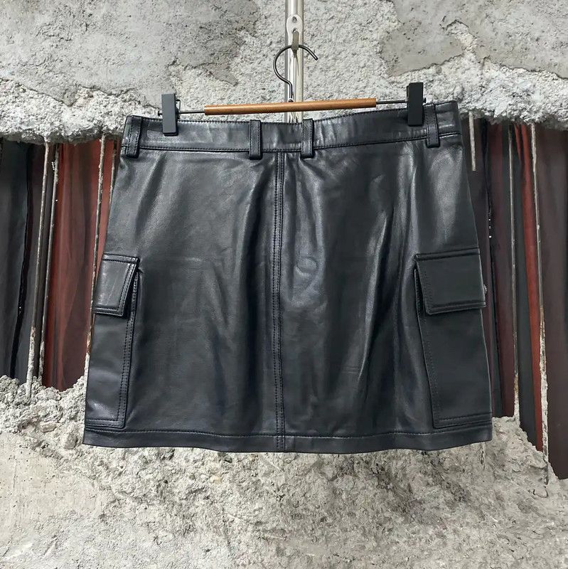 Chrome Hearts Chrome Hearts Black Leather A-Line Skirt 0089 Size 26" / US 2 / IT 38 - 2 Thumbnail