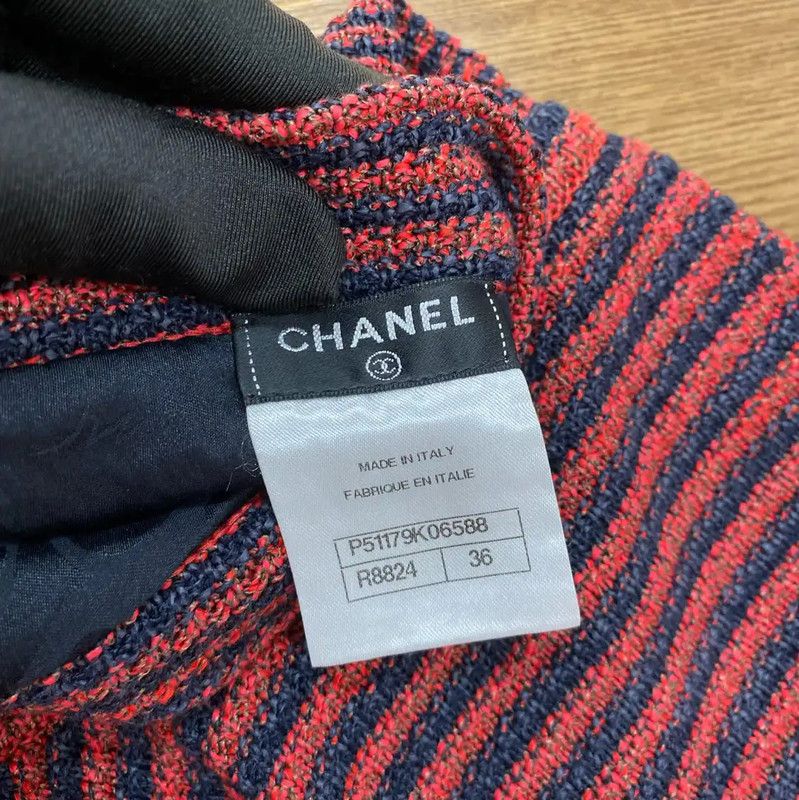 Chanel Chanel Red Striped Wool Mini Skirt 0089 Size 24" / US 00 / IT 34 - 5 Thumbnail