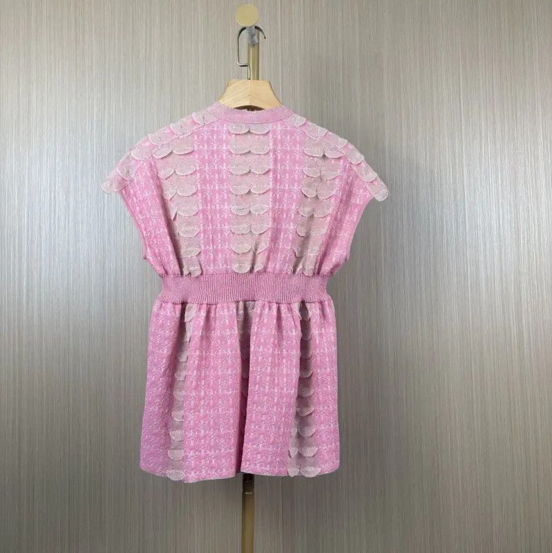 Chanel Chanel Pink Polyester Women's Cardigan 0089 Size L / US 10 / IT 46 - 2 Thumbnail