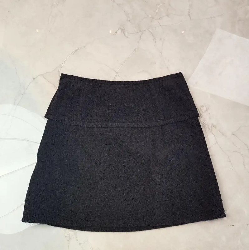 Chanel Chanel Black Cotton Summer Skirt 0089 Size 28" / US 6 / IT 42 - 2 Thumbnail