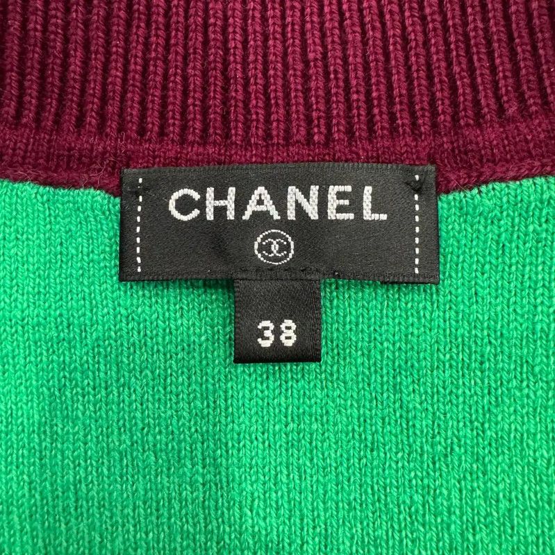 Chanel Chanel Green Logo Sweater in Burgundy 0089 Size M / US 6-8 / IT 42-44 - 5 Thumbnail