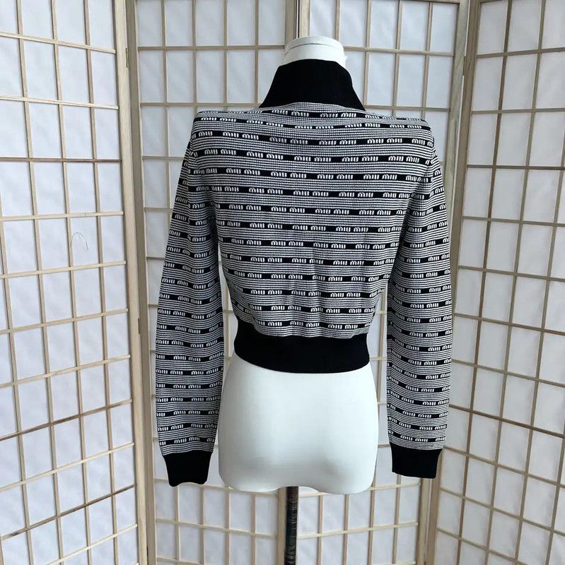Miu Miu Miu Miu Gray Cotton Women's Cardigan 0089 Size S / US 4 / IT 40 - 2 Thumbnail