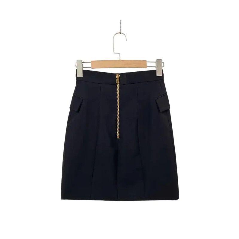 Balmain Balmain Black Women's Mini Skirt 0089 Size 24" / US 00 / IT 34 - 2 Thumbnail