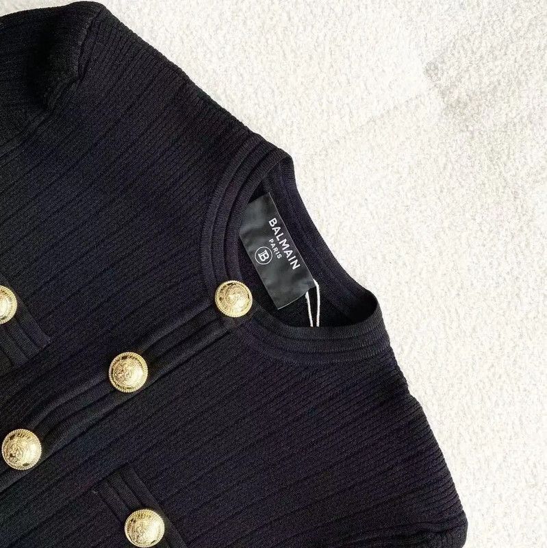 Balmain Balmain Black Cardigan with Gold Buttons 0089 Size ONE SIZE - 3 Thumbnail